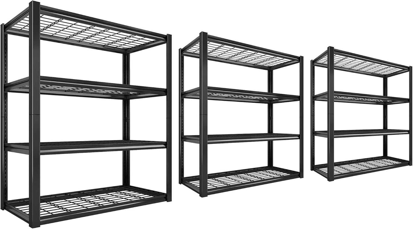 REIBII 40" W Garage Shelving 2240 LBS Storage Shelves Adjustable Heavy Duty Shelving 4 Tier Metal Shelves for Storage 59.5"H Metal Shelf for Pantry Basement Warehouse 40"W × 19.5"D × 59.5"H, 3 Pack