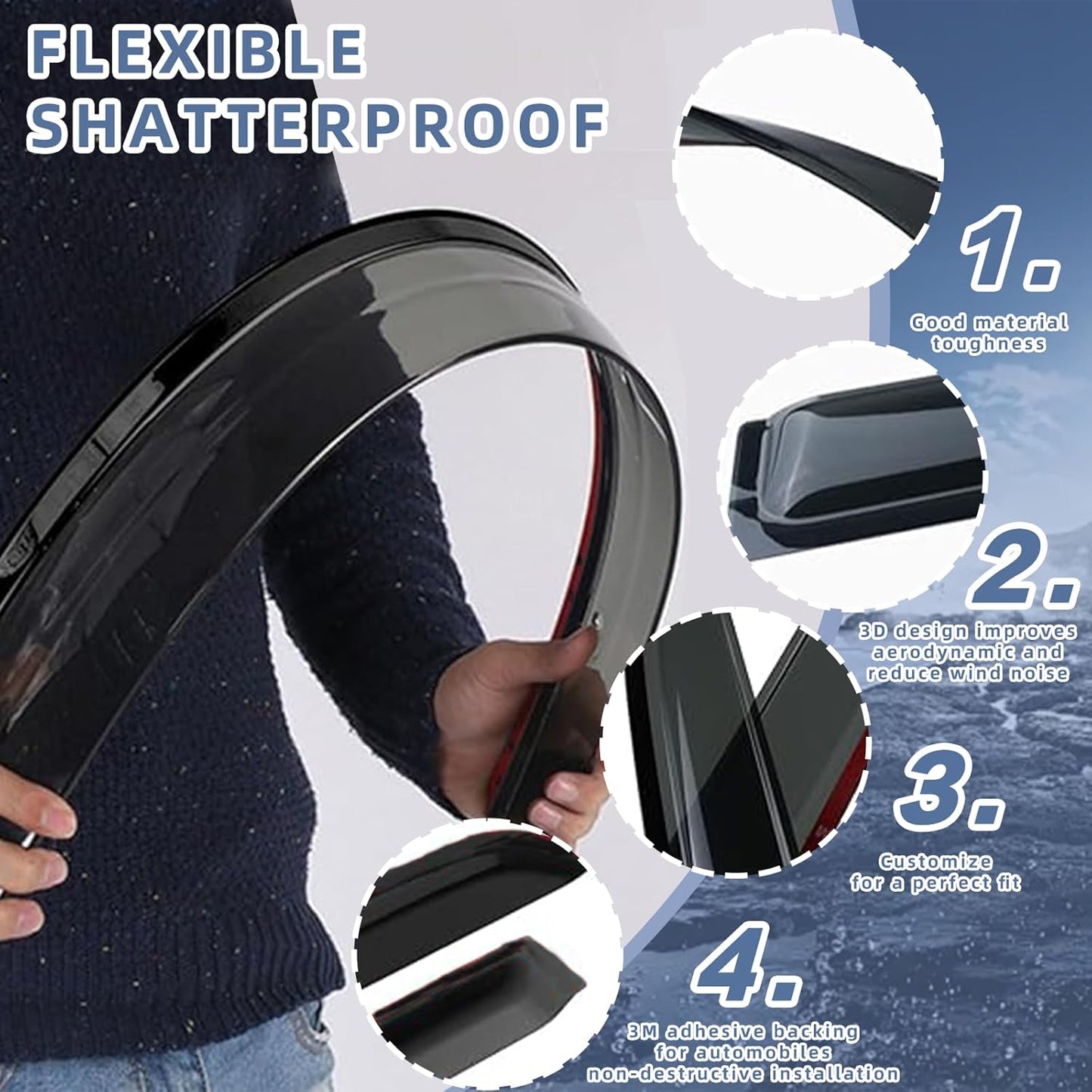 Window Visors Rain Guards fits 2014-2020 Impala (EXCLUDES Impala Limited), Out-Channel Window Wind Deflectors Vent Shades Accessories, Dark Smoke 4 Pcs, 2015 2016 2017 2018 2019