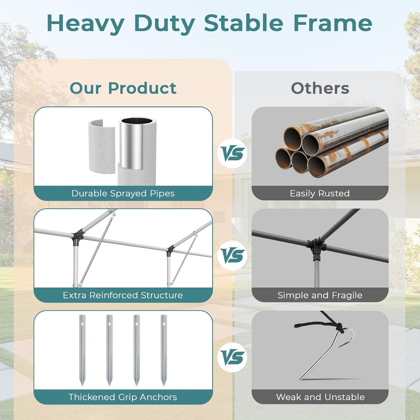 Carport 12x20 ft Heavy Duty, Car Port with Reinforced Steel Frame and 6 Roll-up Windows, Portable Garage with Sturdy Ground Nails, Waterproof All-Season Car Canopy for Boat, Truck, Grey