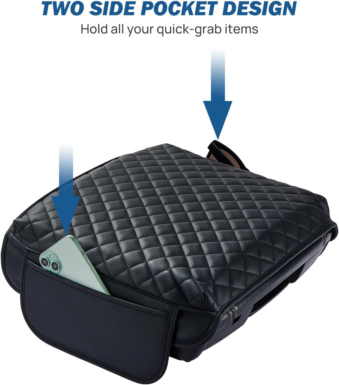 JOYTUTUS Center Console Cover for Ram 1500, 2500, 3500 (2019-2025) - Leather Arm Rest Cover with 2 Pocket