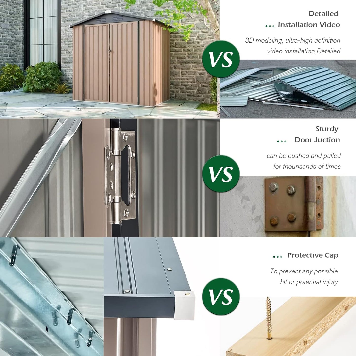 AECOJOY Shed 8' x 10' Outdoor Storage Metal Shed, Steel Yard Shed with Design of Lockable Doors, Utility and Tool Storage for Garden, Backyard, Patio, Outside use