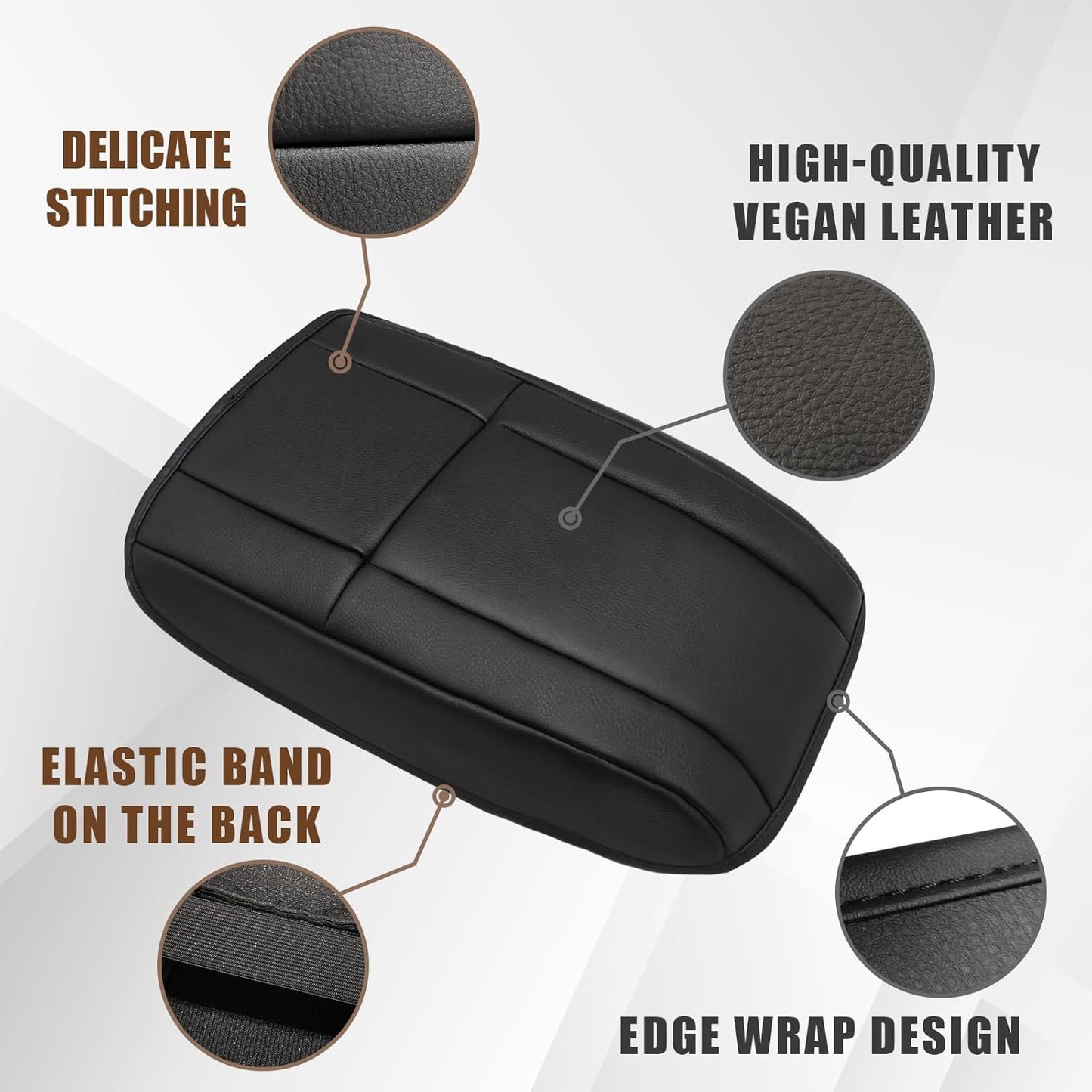 Muslogy for Accord 2025 2024 2023 Center Console Cover Armrest Pad Vegan Leather Extra Soft Armrest Lid Protector Compatible with Honda Accord LX EX Sport Hybrid EX-L Sport-L Touring (V1 Black)