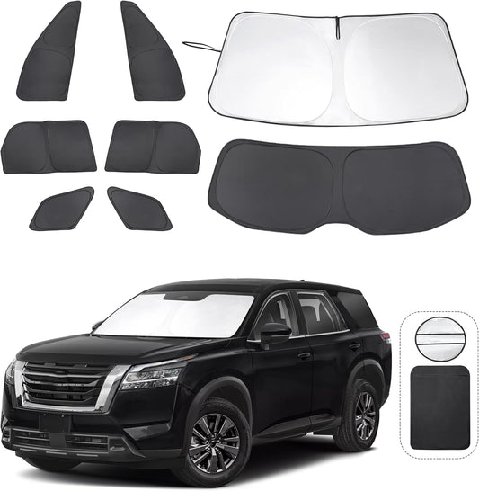 TINGLU Window Shades for Nissan Pathfinder 2022-2025 Accessories Car Side Full Windows Rear Triangular Windshield Sun Shade Sun UV Rays & Privacy Protection for Camping,Napping,and Relaxing 8PCS