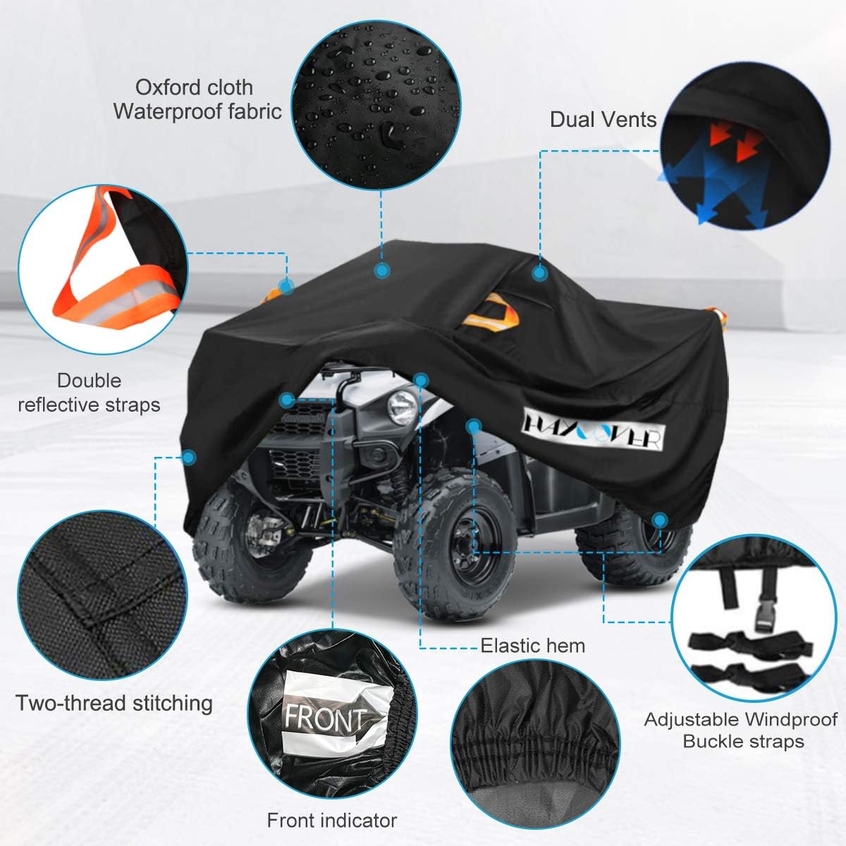 ATV Cover Waterproof Heavy Duty XXXL 102 Inches 300D Oxford Cloth Quad ATC 4 Wheeler Rain Cover All Weather for Polaris Sportsman Yamaha Honda Kawasaki Quad Bike(102 * 48 * 48 Inch)