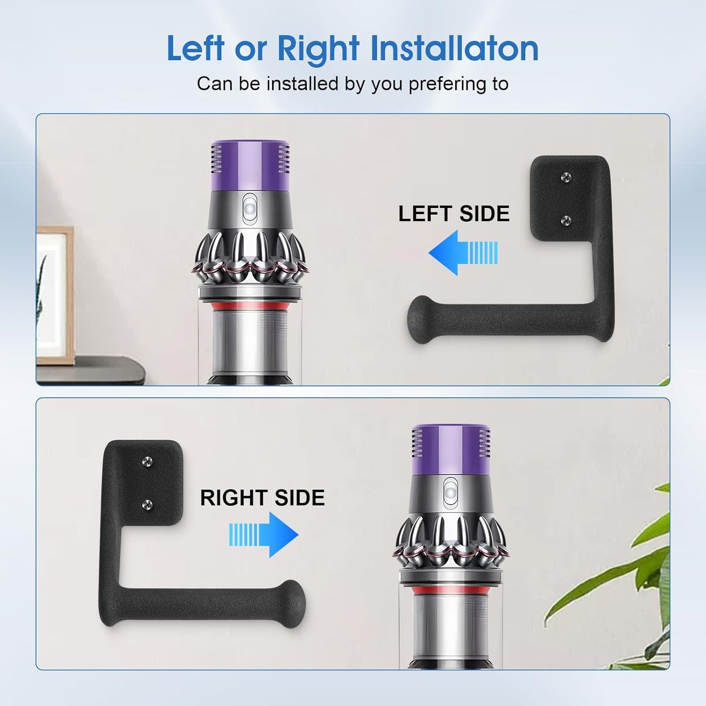 2 Pack Easy Access Cordless Vacuum Wall Mount Holder – Heavy Duty Metal Wall Rack with Rubber Coating, Fits for Shark Handheld IX-Series & Dyson V-Series Stick Vacuums, Garage Shed Storage Brackets