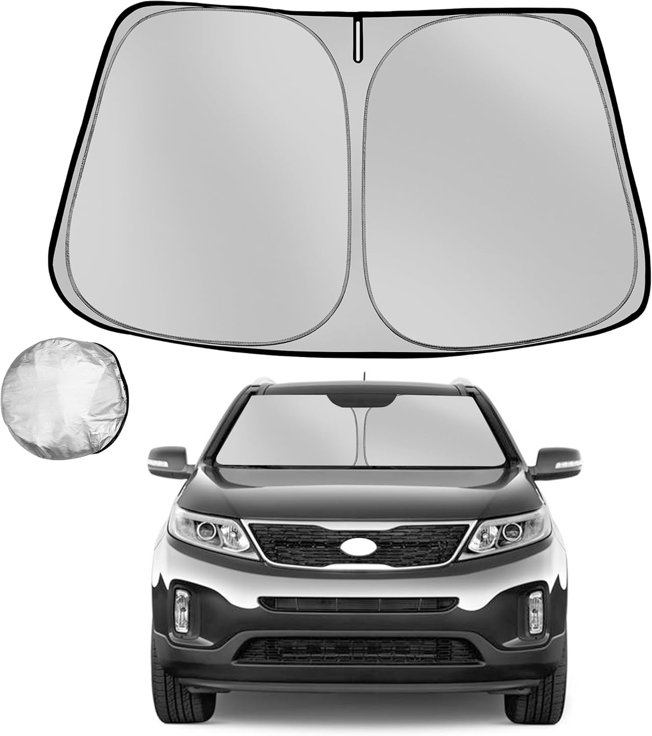 Windshield Sun Shade for 2011-2015 Kia Sorento Foldable Sun Sunshade for Car Front Window Blocks UV Rays and Heat Automotive Interior Protector Custom Fit Accessories