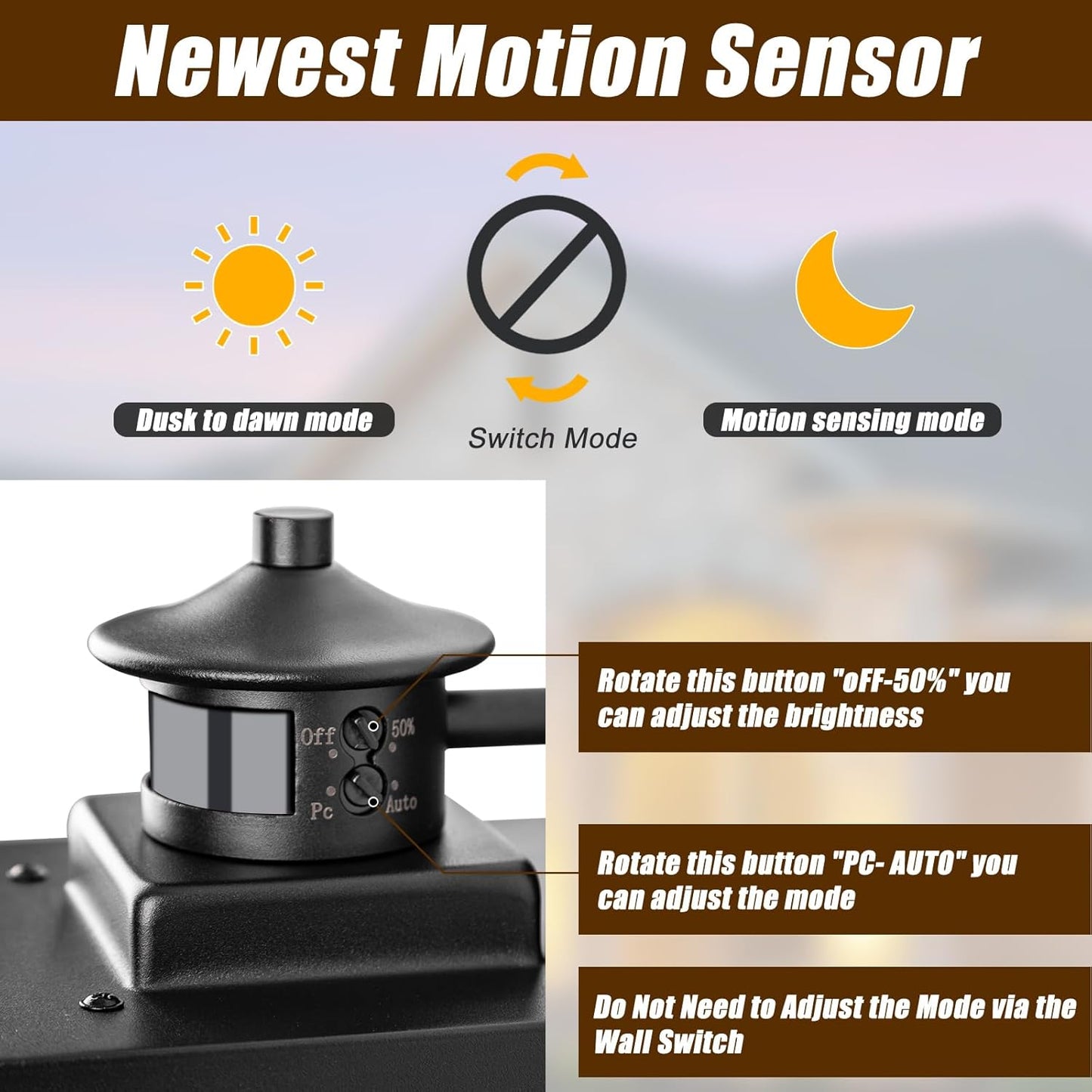 Motion Sensor Outdoor Lights Wall Mount, Dusk to Dawn Garage Exterior Light Fixture 2 Packs, Outdoor Wall Lighting with E26 Socket, Waterproof Unique Glass Shade, Exterior Lights for House, Porch