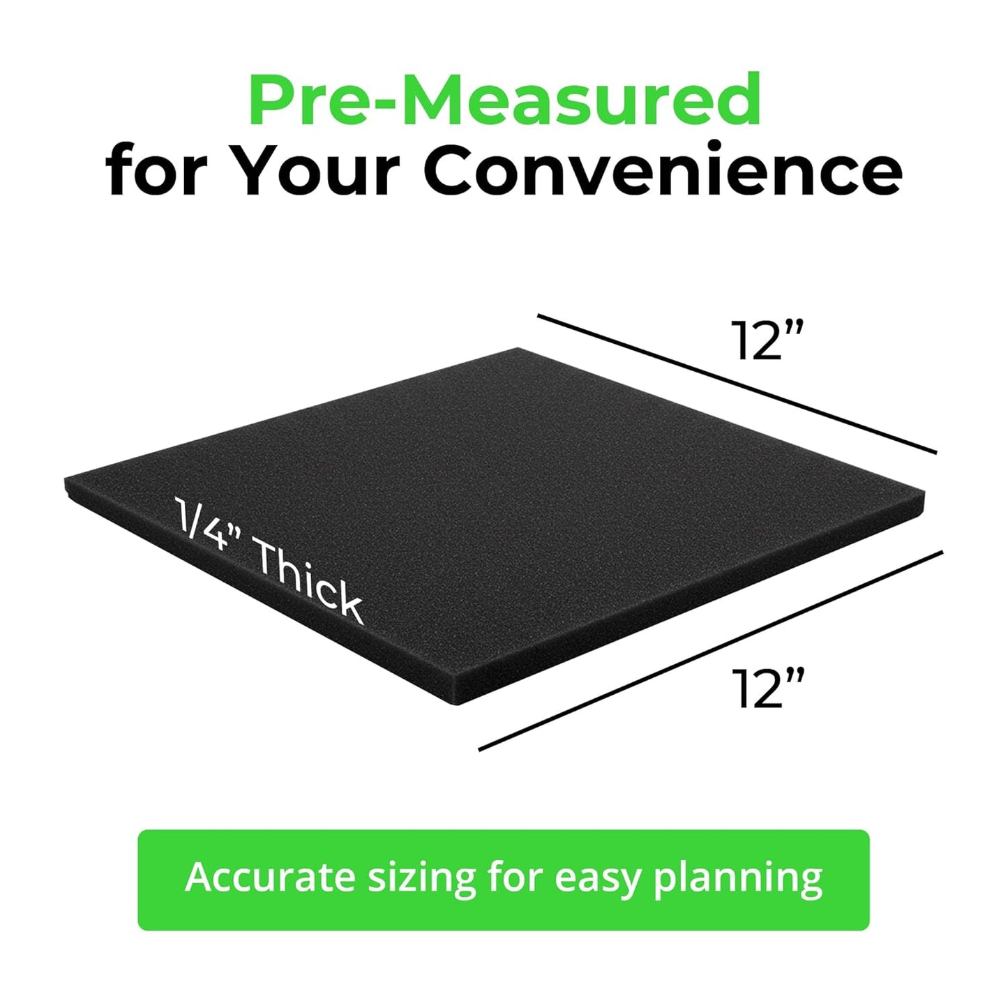 XCEL 4 Pack 12" x 12" x 1/4" Self Stick Foam Rubber Pads with Adhesive Versatile Adhesive Foam Rubber Pads Sheets for Appliances and Furniture, Neoprene Foam Pads Adhesive