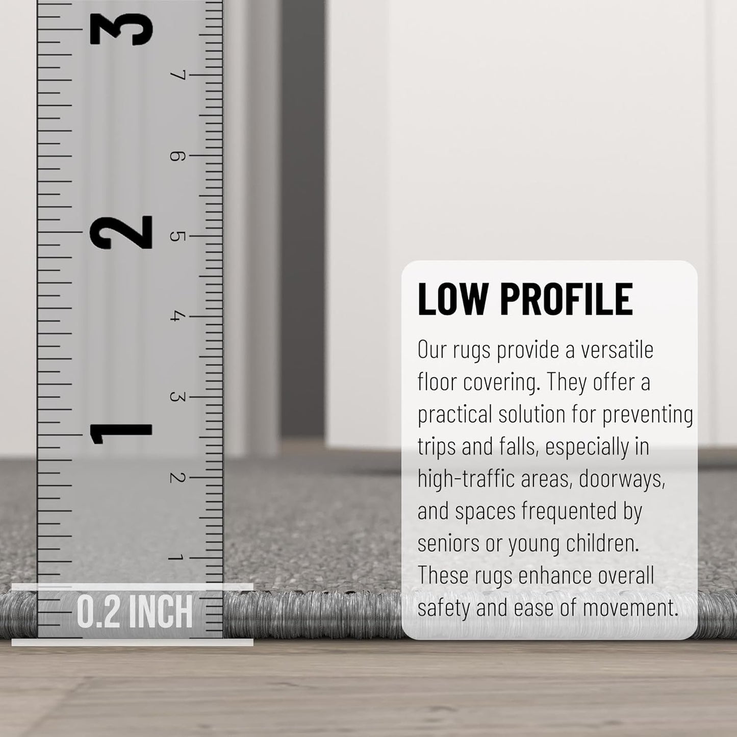 Ottomanson 2-Piece Kitchen Rug Set - Non Slip, Runner & Small Area Rug - Solid - 20" x 59" & 2'3" x 3' - Durable, Stain Resistant for Entryway, Bedroom and Bathroom, Gray