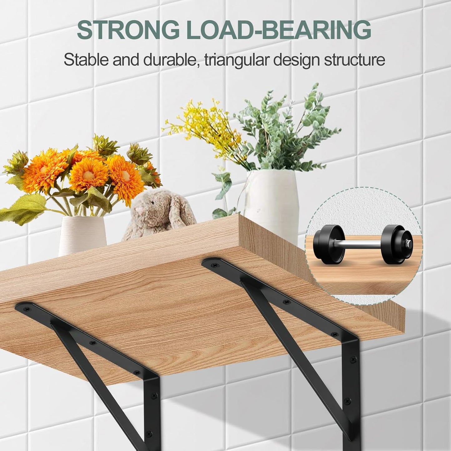 8 Pack L8 x H 6" Black Heavy Duty Shelf Brackets with Screws Metal Shelf Brackets Shelf Support Angle Brackets for Shelves L Brackets Heavy Duty Floating Shelf