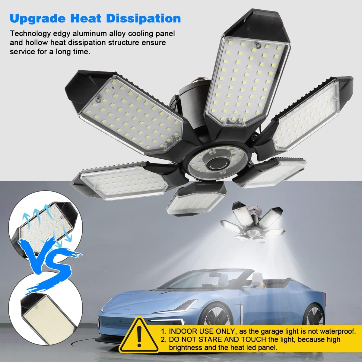 LED Garage Light - 160W Garage Light Bulb 64000LM 6500K Super Bright Garage Lighting w/ 6 Deformable Panels Screw in Shop Lights for Basement Workshop Warehouse Attic - 4Pack