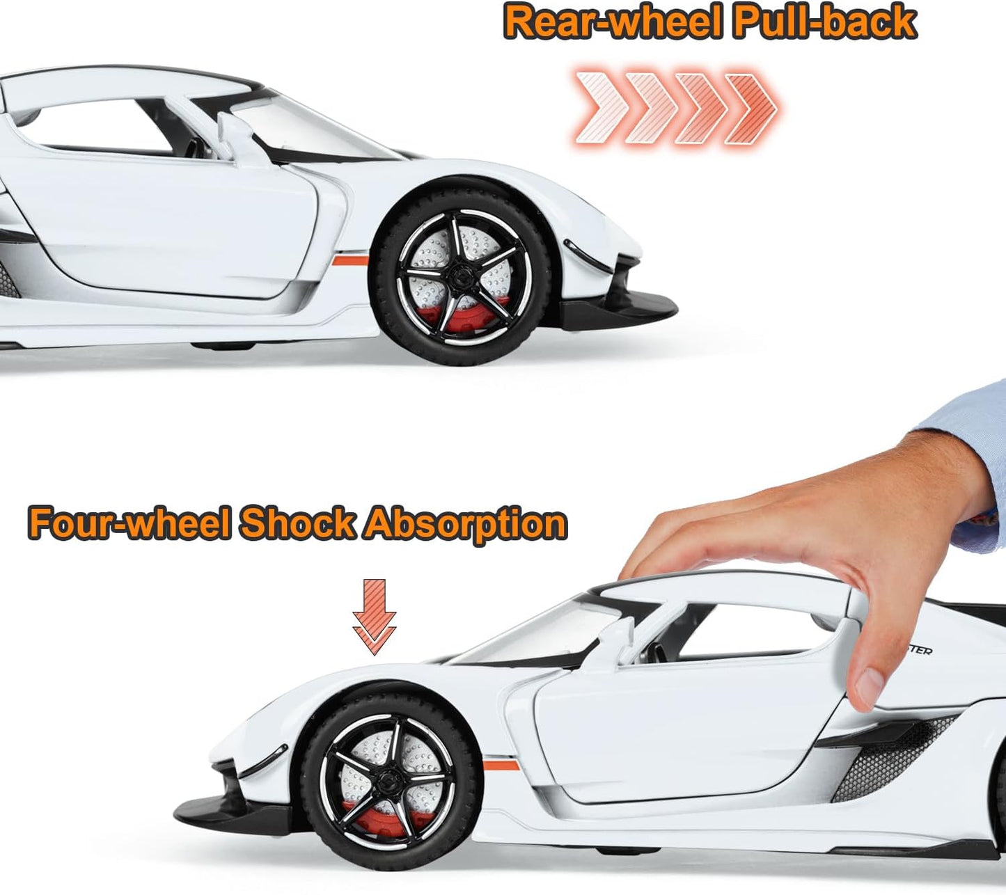 Toy Cars Model Jesko 1/22 Diecast Metal Sports Toy Cars for Boys, Alloy Collectible Model Car with Sound and Lights, Race Model Car for Kids