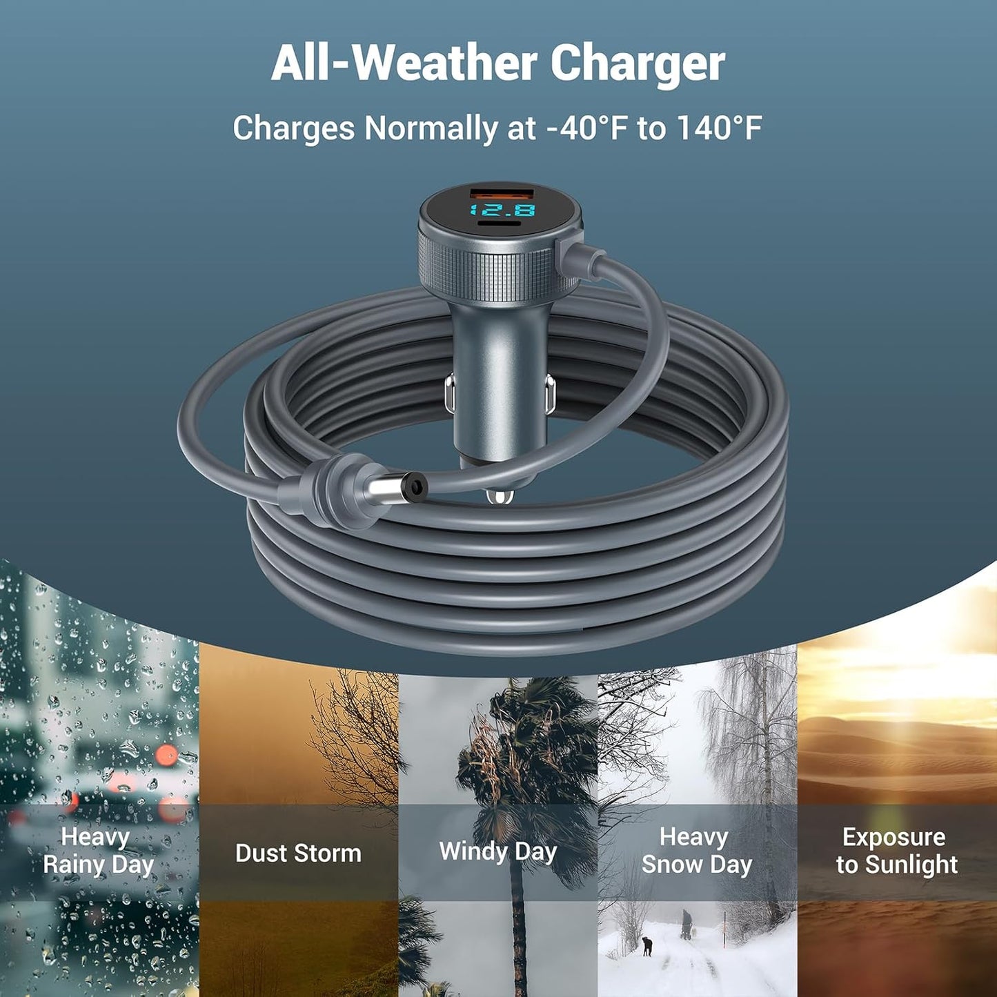 Starlink Mini Cable,3-in-1 Starlink Mini Car Adapter with Digital Display, Starlink Mini Power Cable12V-48V，Cigarette Lighter Adapter with USB C PD 40W& USB A 35W Ports for Trucks and Cars(10FT)