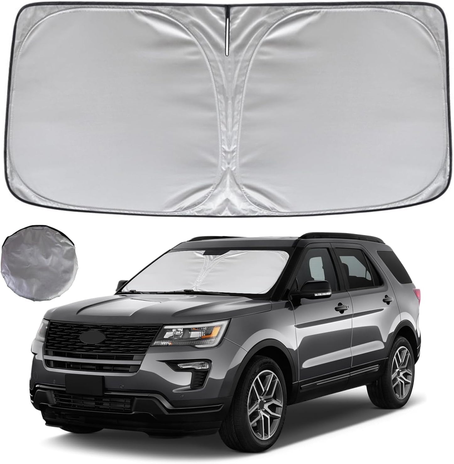 KAYZT Windshield Sun Shade for 2011-2019 Ford Explorer SUV Foldable Sunshade Front Window Custom Fit Car Accessories