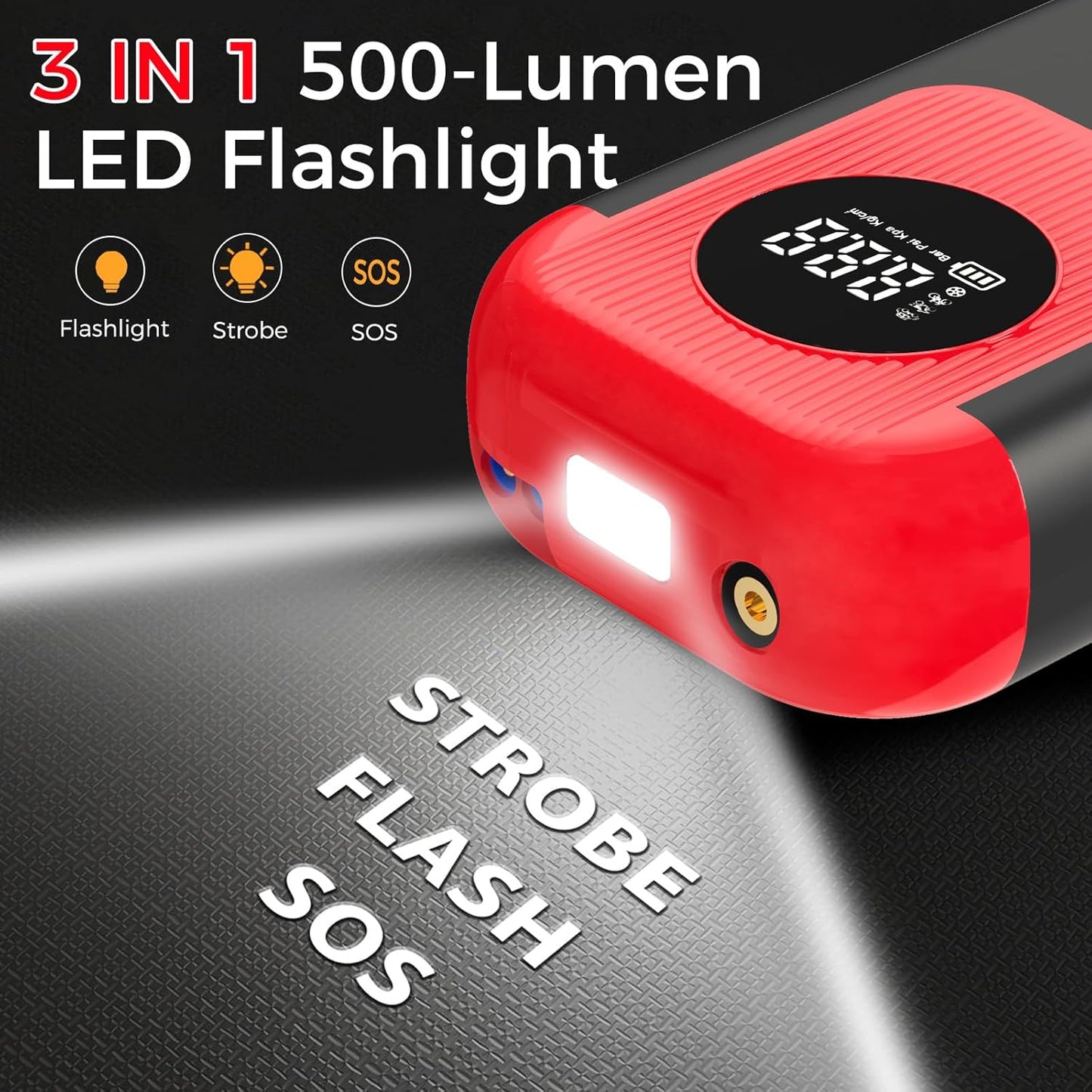 Tire Inflator Portable Air Compressor, 5X Faster Inflation 150PSI＆20000mAh Battery Air Pump, Tire Pressure Gauge, 12V Car Power Adapter for Car Motorcycle Balls Bike Pump