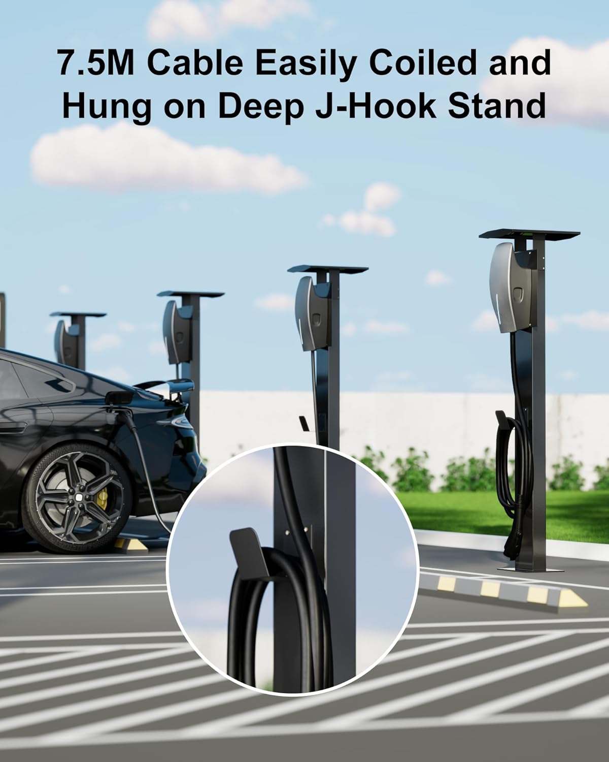 EV Charger Pedestal, Outdoor Electric Vehicle Charger Stand, Freestanding Charging Station Stand Accessory, Corrosion Resistant, Galvanized Steel, for All Level 2 Chargers