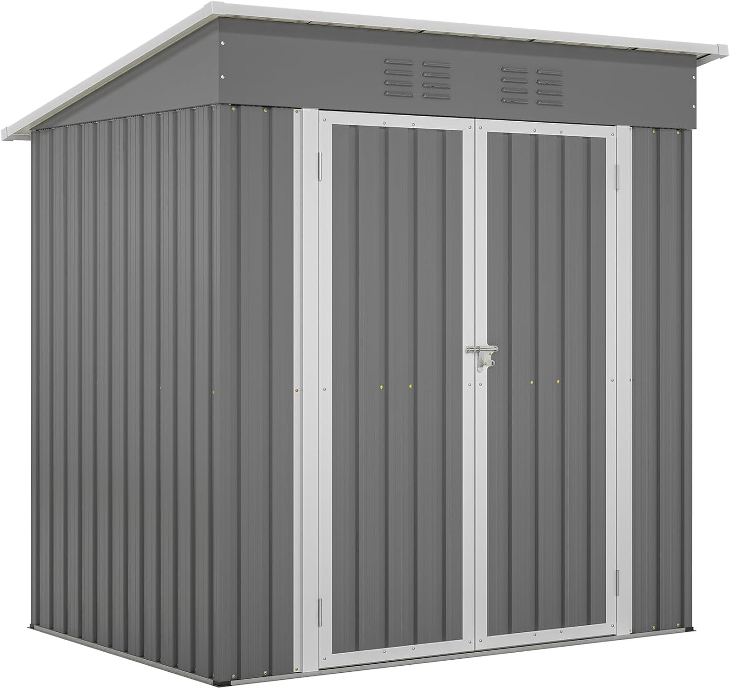 6x4 FT Outdoor Metal Storage Shed with Lockable Door & Floor Frame, Heavy-Duty Garden Tool Shed, Weatherproof Steel Utility Shed for Backyard, Patio, or Lawn Organization