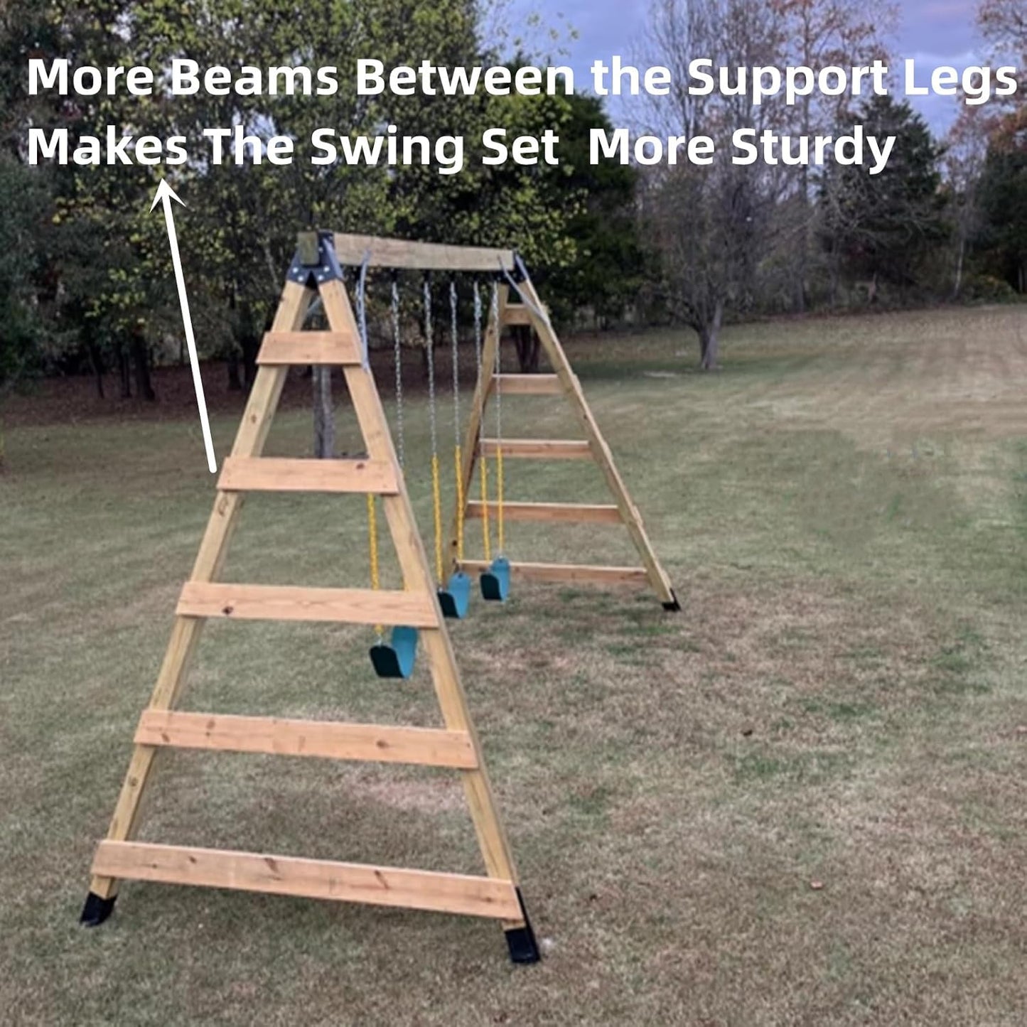 Heavy Duty Swing Sets Brackets Including 2 Black A-Frame Swing Set Brackets and 4 Swing Hangers for Playground Equipment Mounting Parts Hardware Included (Black New Edition)