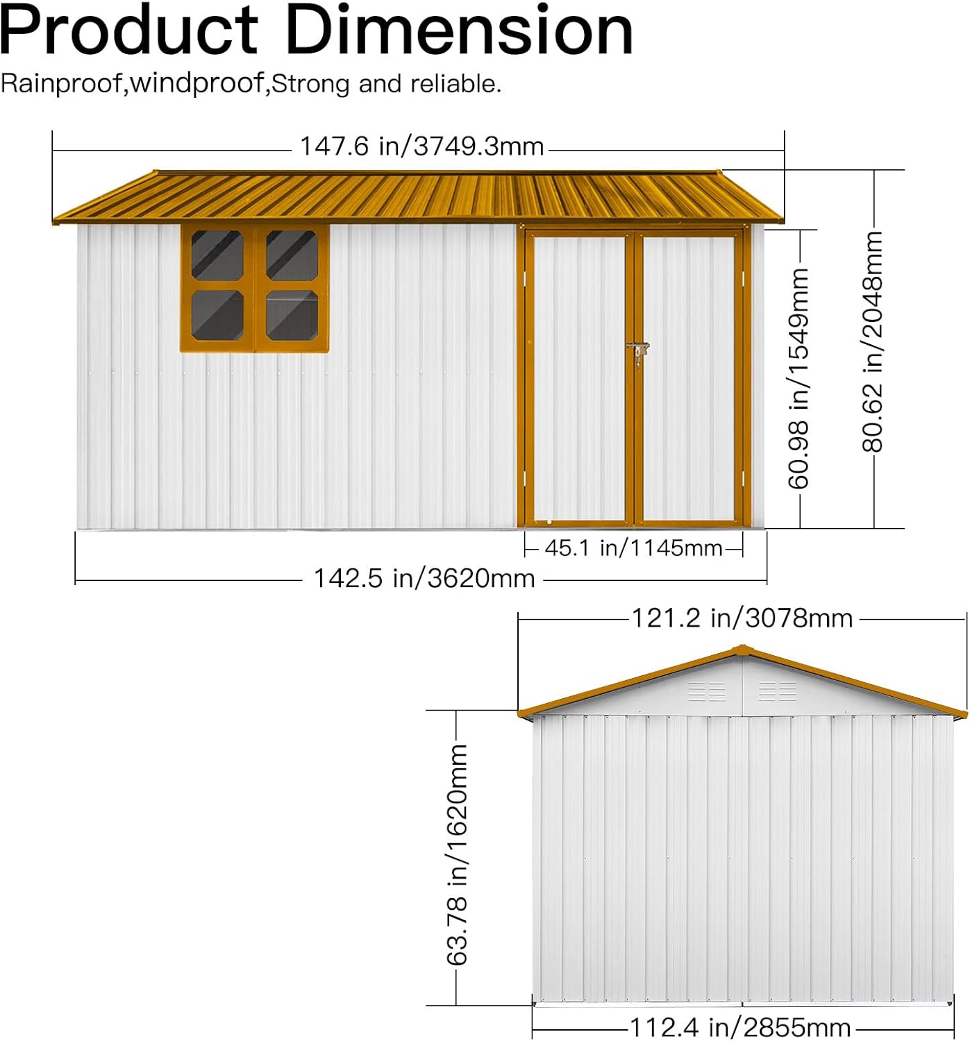 Outdoor Storage Shed,12X10 FT Metal Garden Shed with Lockable Doors & Slooping Roof,Updated Reinforced Door,Tool/Bike Sheds for Backyard, Patio, Poolside,Garage