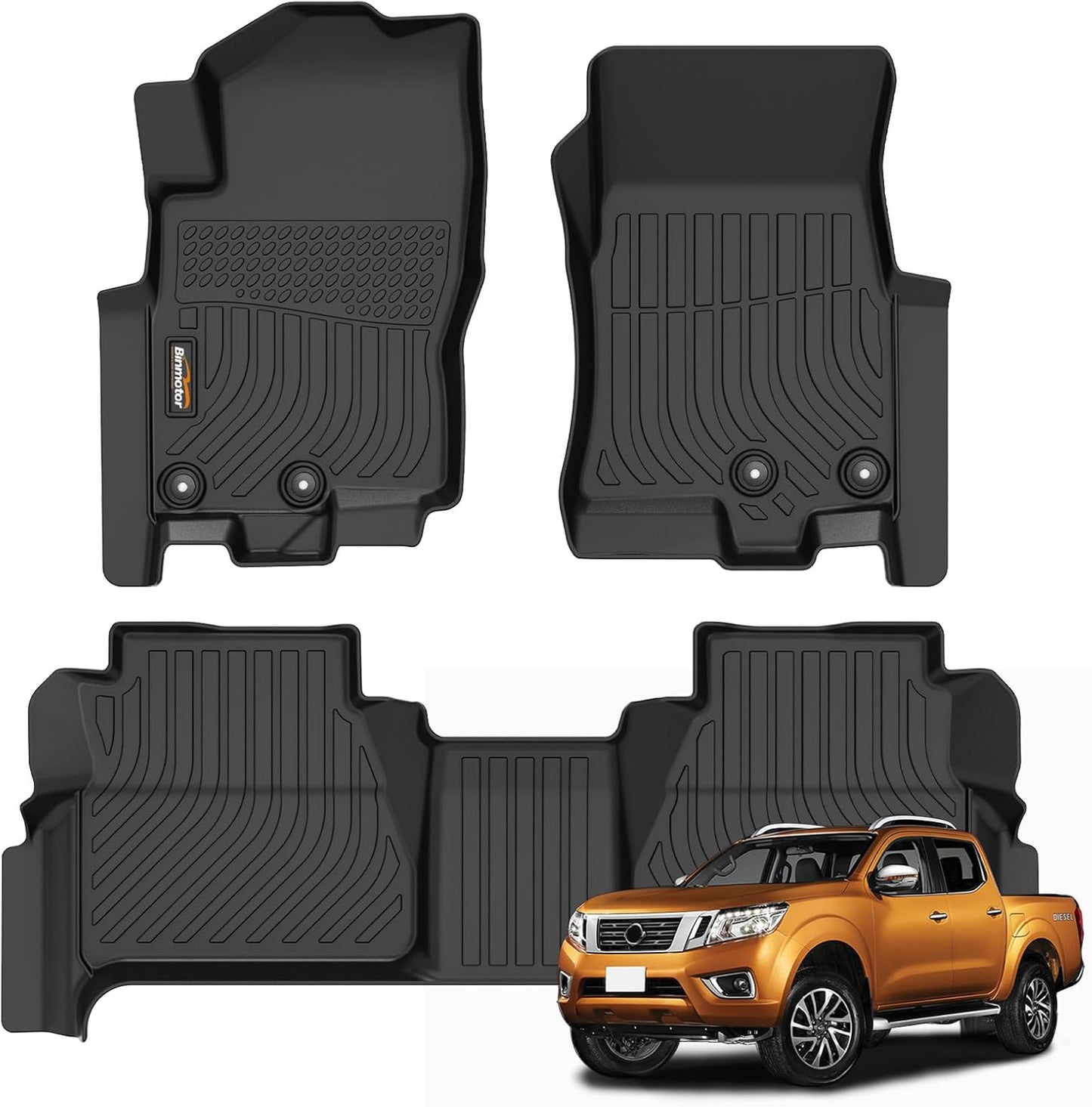 Binmotor-All Weather Floor Mats for Nissan Frontier Crew Cab 2025 2024 2023 2022, Frontier Car Floor Mat, Waterproof Mats for Nissan Frontier Crewcab PRO-4X丨PRO-X丨S丨SV丨SL