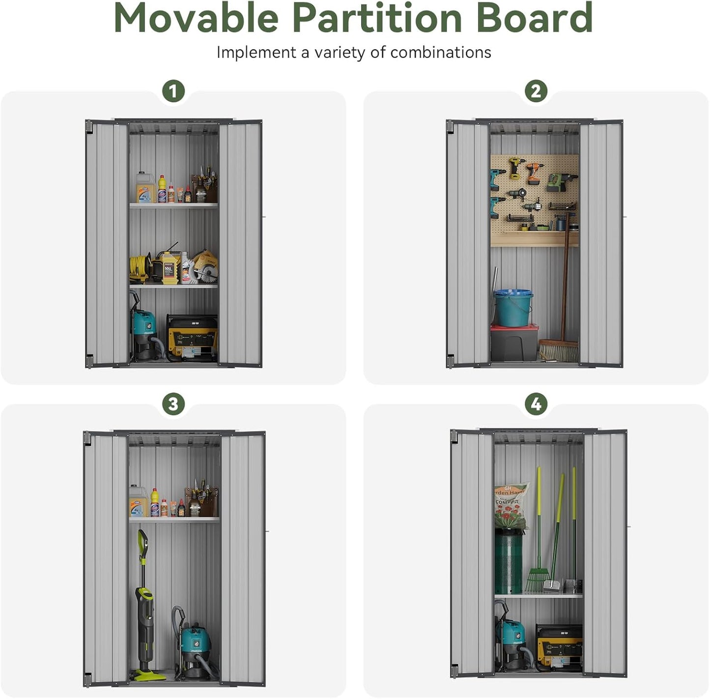 Aoxun 31x19 in Outdoor Storage Cabinet Metal Garden Shed with 2 Adjustable Shelves 3 Layer Indoor& Outdoor Waterproof Vertical Storage Shed for Patio Garden, Garage, Porch (Black, 22 Cu.Ft)