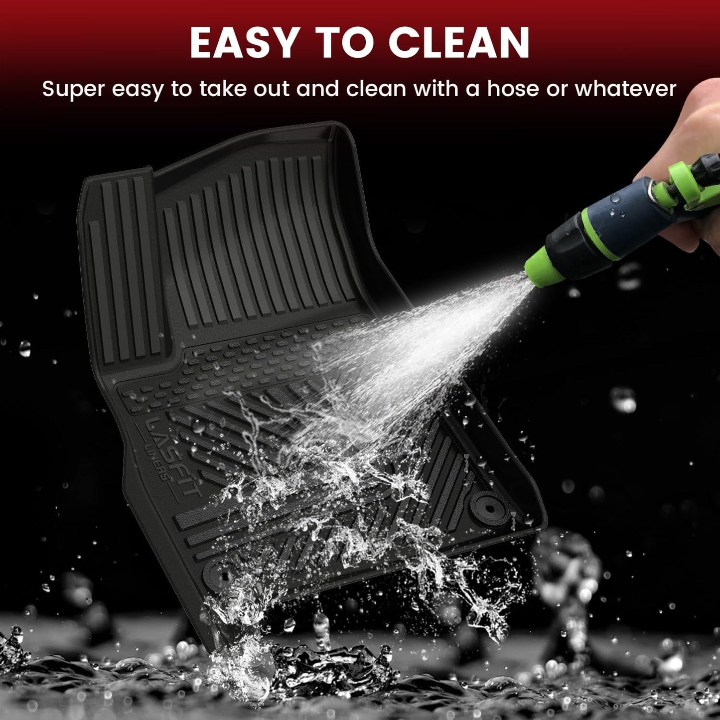 LASFIT Floor Mats for Rivian R1T 2024 2023 2022, All Weather Floor Liner TPE Custom Fit Car Mats for Rivian R1T 1st & 2nd Row Rubber Mats, Black,Tasteless, Durable and Easy to Clean