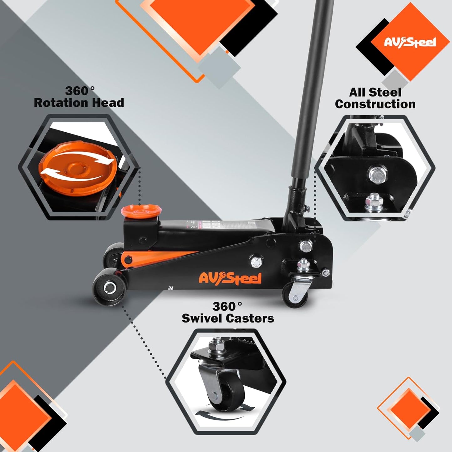 3 Ton Floor Jack (6600 lbs), Heavy Duty Hydraulic Jack for Car, Heavy-Duty Floor Jack with Single Piston Pump, Quick Lift Car Jack 3 ton with Lifting Range 5.5'' to 18.5''