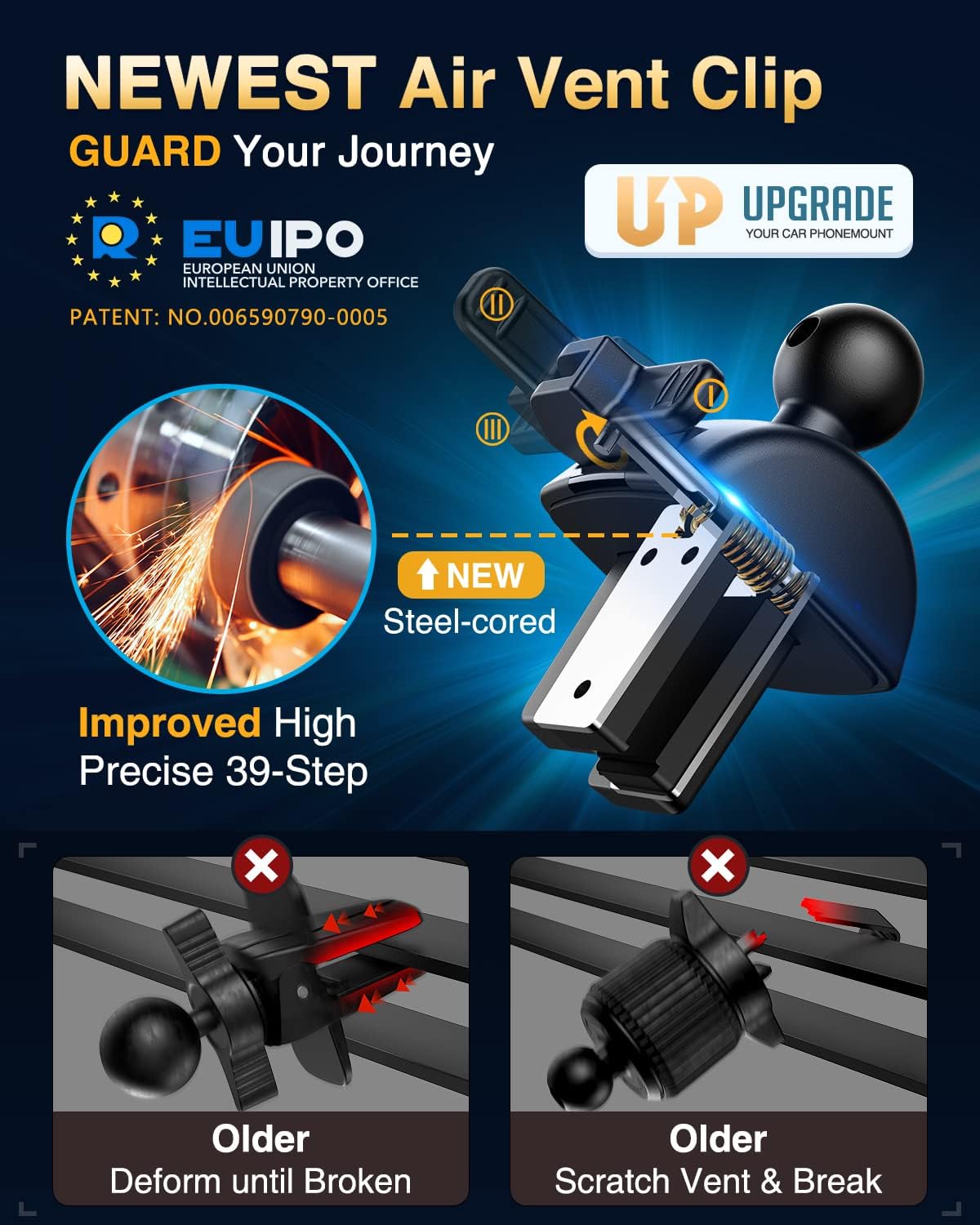 [Pro Version] VANMASS Universal Car Phone Mount [Super Suction Cup] Dashboard Phone Holder, Handsfree Windshield Dash Vent Phone Holder Car, Compatible for iPhone 16 15 14 13 Samsung LG & Truck,Silver