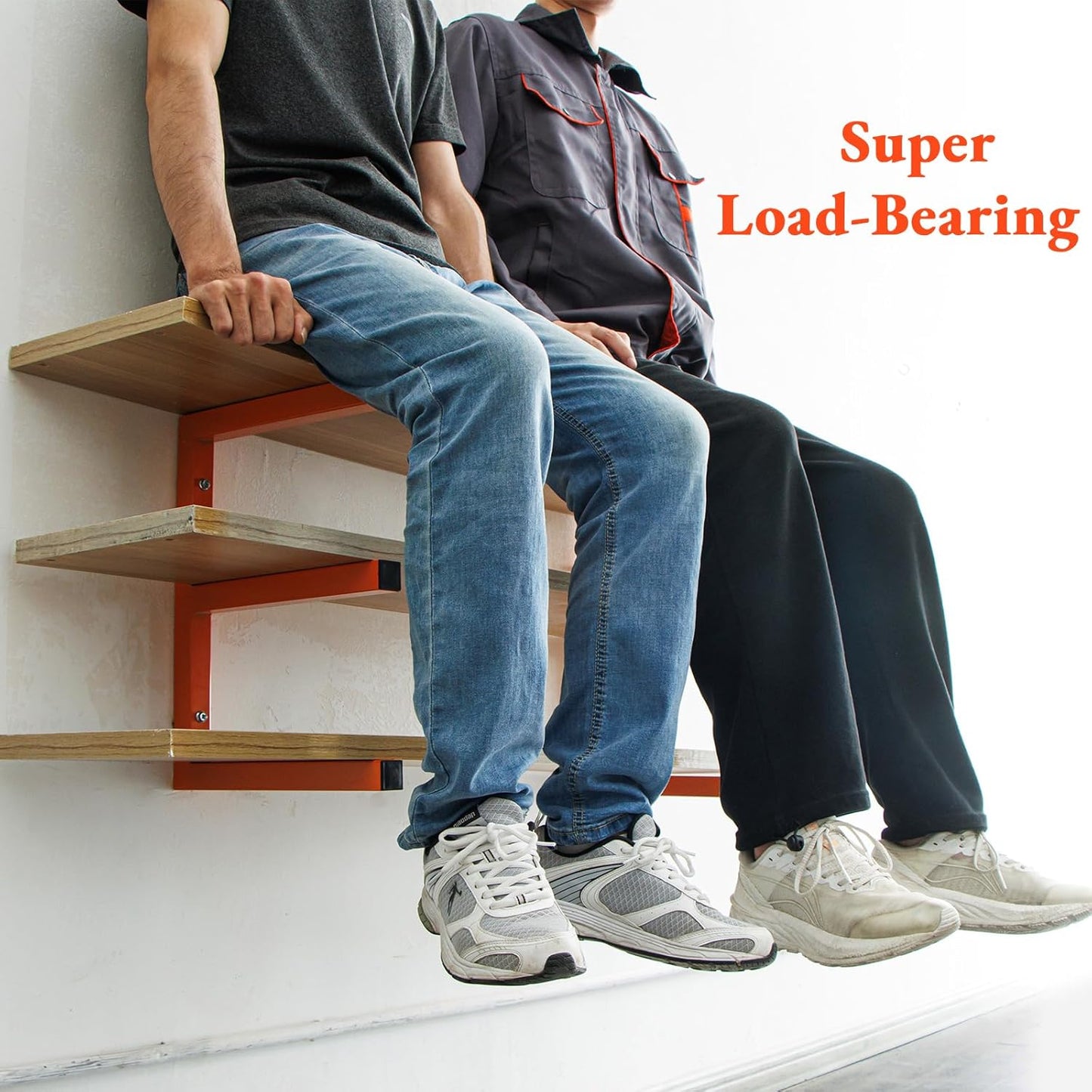 Heavy Duty Lumber Storage Rack Wall Mount, Metal Wood Rack Organizer with 6-Level Each Shelf Holds Up 200 Lbs, Indoor & Outdoor Use - 4pack