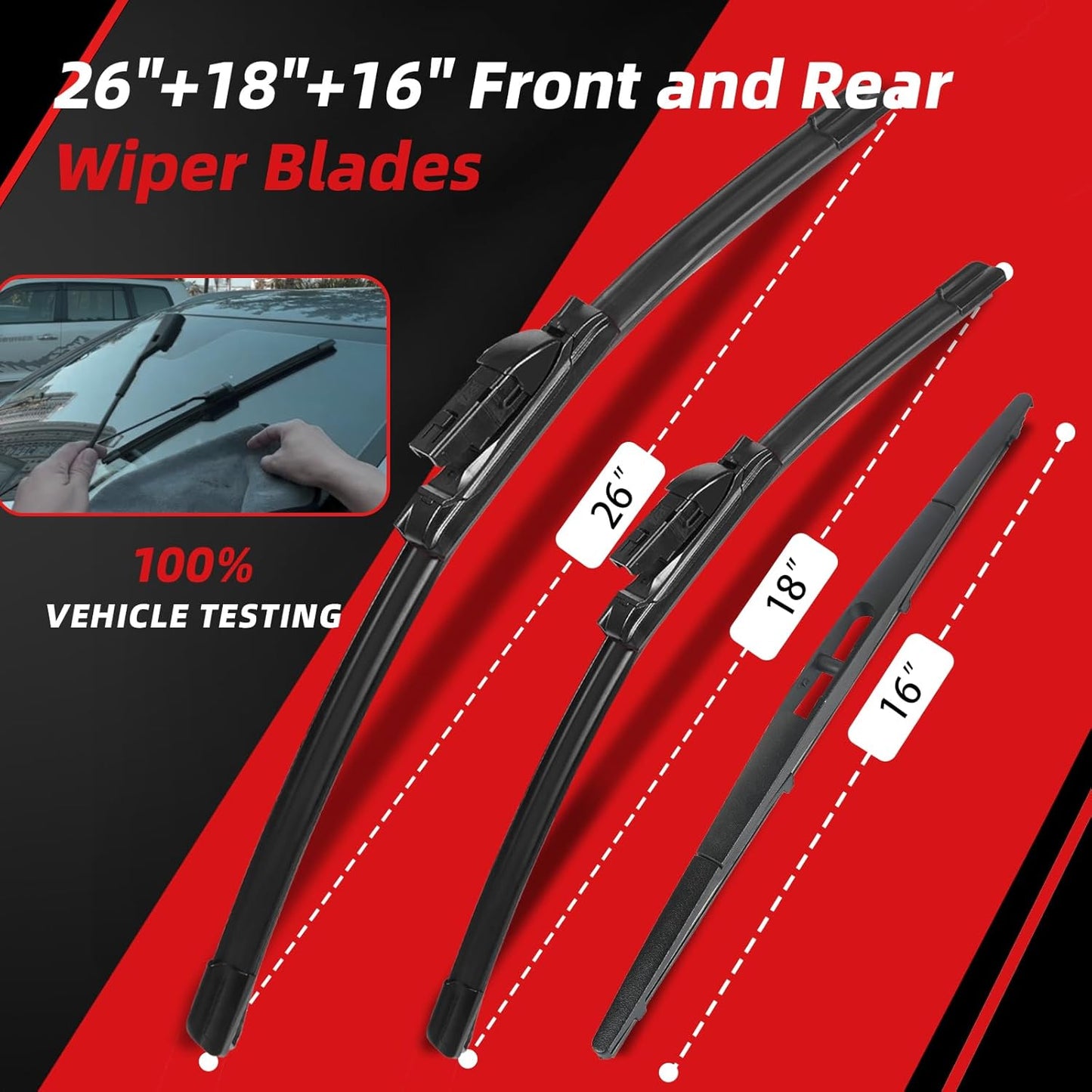 OTUAYAUTO Windshield Wiper Blades - Replacement for Subaru Outback 2020-2024, Front and Rear Wiper Blade, Top Lock - 26"+18"+16" (Pack of 3)