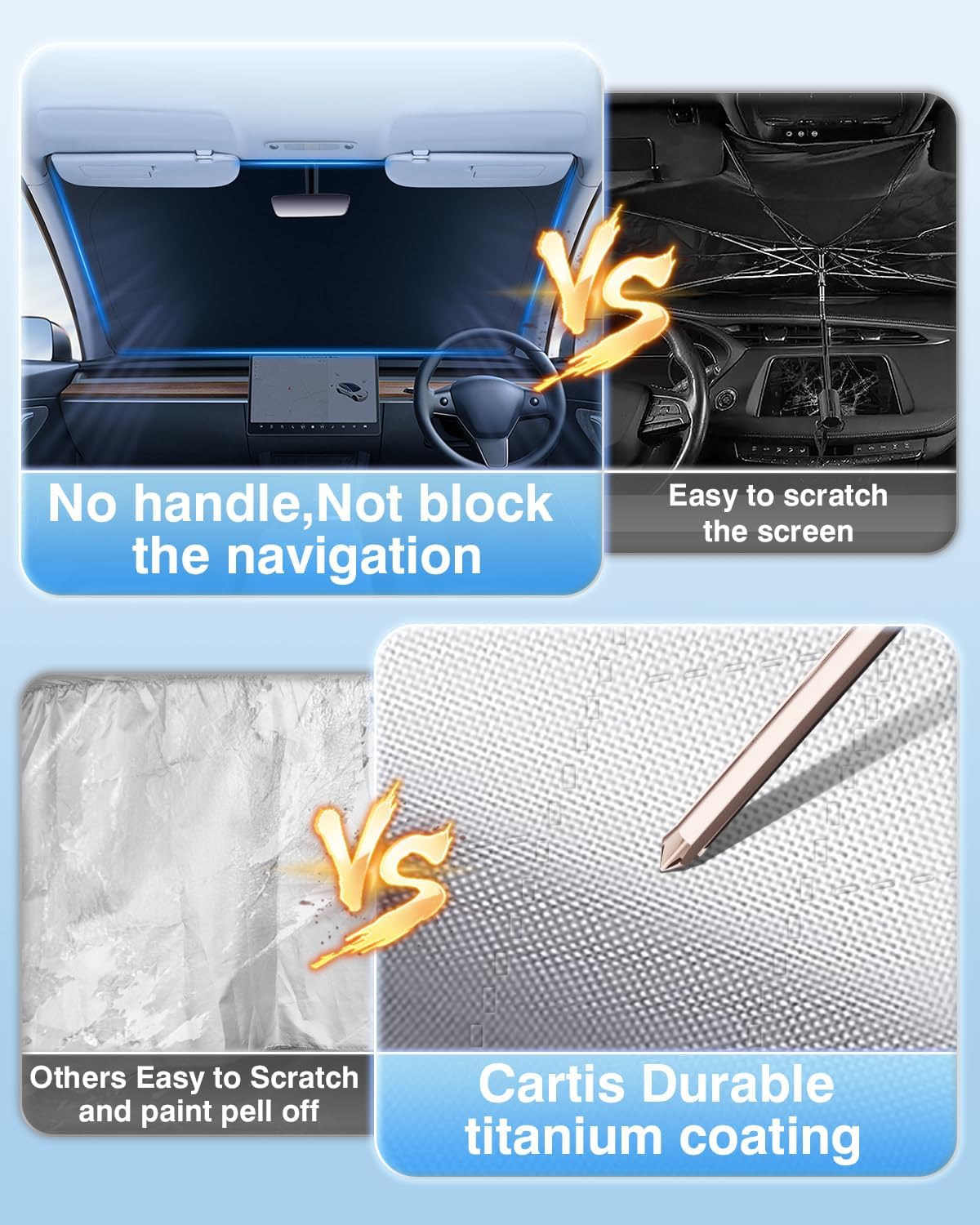 5-Layer Lighttight Windshield Sun Shade Fits for Kia EV6 2022-2024 2025 2026 Foldable Sun Shade for EV6 Accessories Car Front Window Sunshade Sun Visor