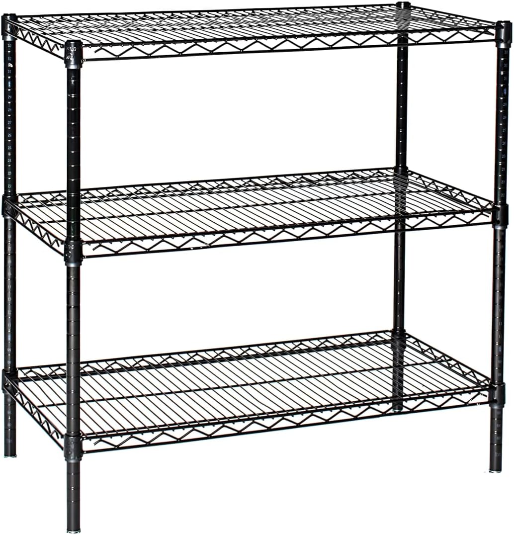 Omega 18" Deep x 48" Wide x 36" High 3 Tier Black Starter Shelving Unit