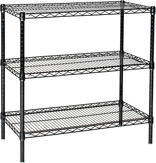 Omega 18" Deep x 48" Wide x 36" High 3 Tier Black Starter Shelving Unit