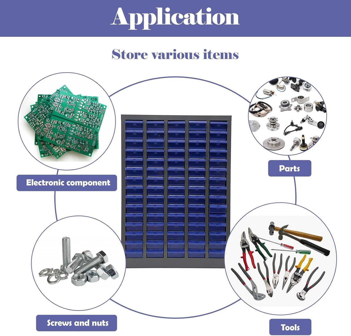 Parts Cabinet, 75 Drawers Tool Cabinet Without Door, Plastic Bolt and Nut Tool Storage Box for Garage Office Warehouse