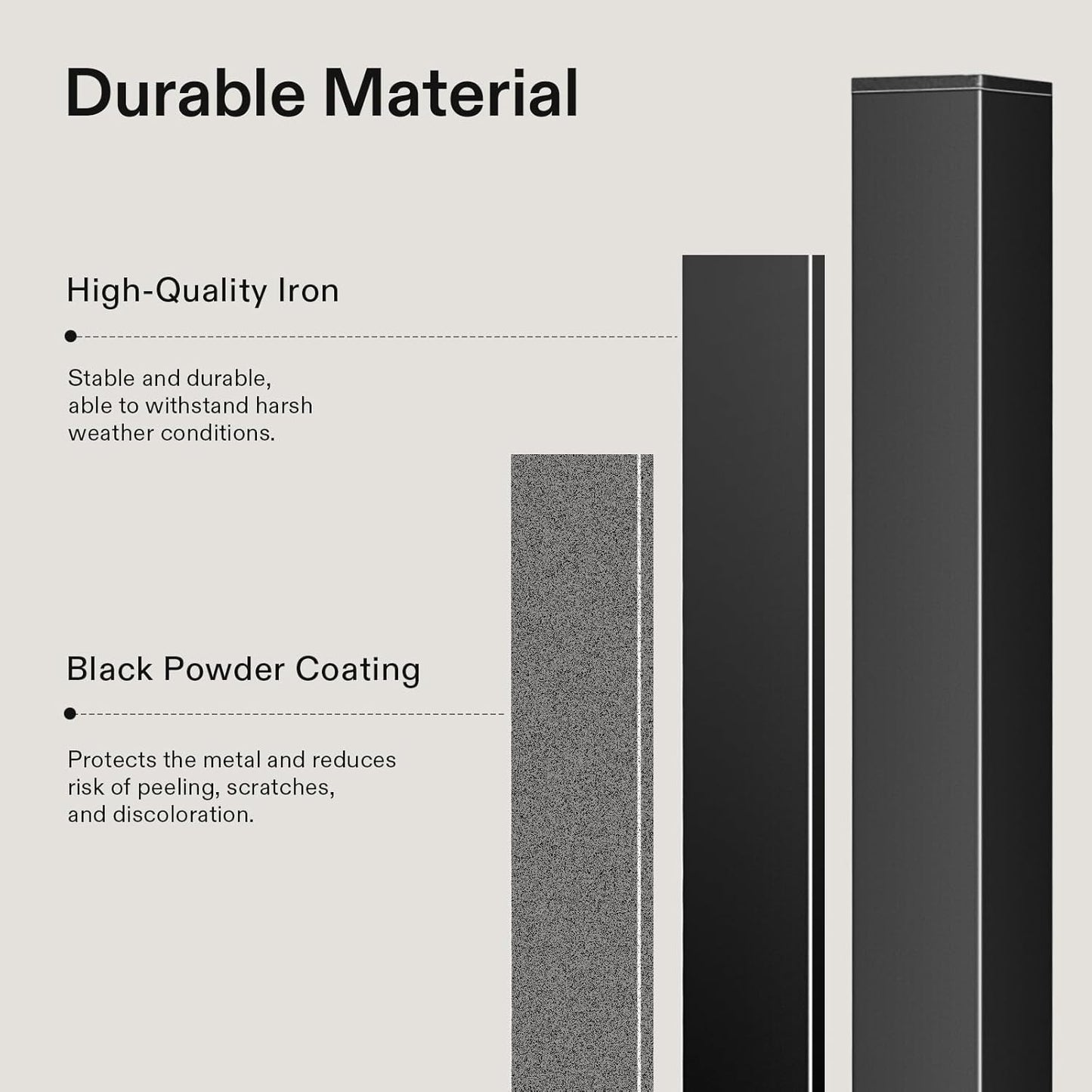 VIVOSUN 2-Pack Outdoor Handrail, 5 Step Stair Handrail, 69" x 36" Fits 1 to 5 Steps, Wrought Mattle Iron Handrail for Concrete Steps, Porch Steps, One-Step Assembly, 2 Packs, Black