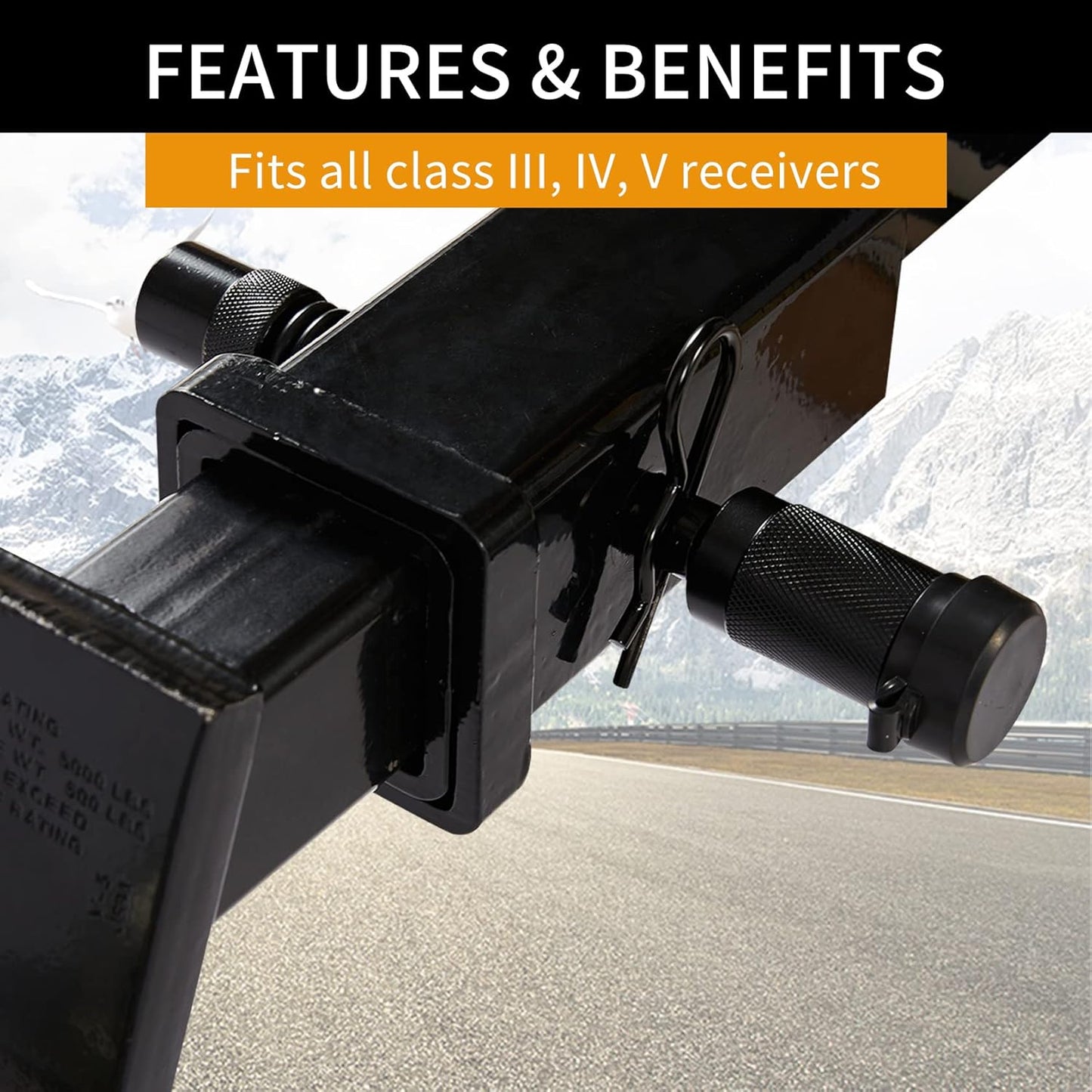 Trailer Hitch Locks, 5/8" Dia 4" Long Hitch Lock with Safety Clip Fits Class III IV V 2",2-1/2" & 3" Hitches, Hitch Lock with Anti-Rattle O-Rings for Trailer Truck Car Boat(2 Pack)