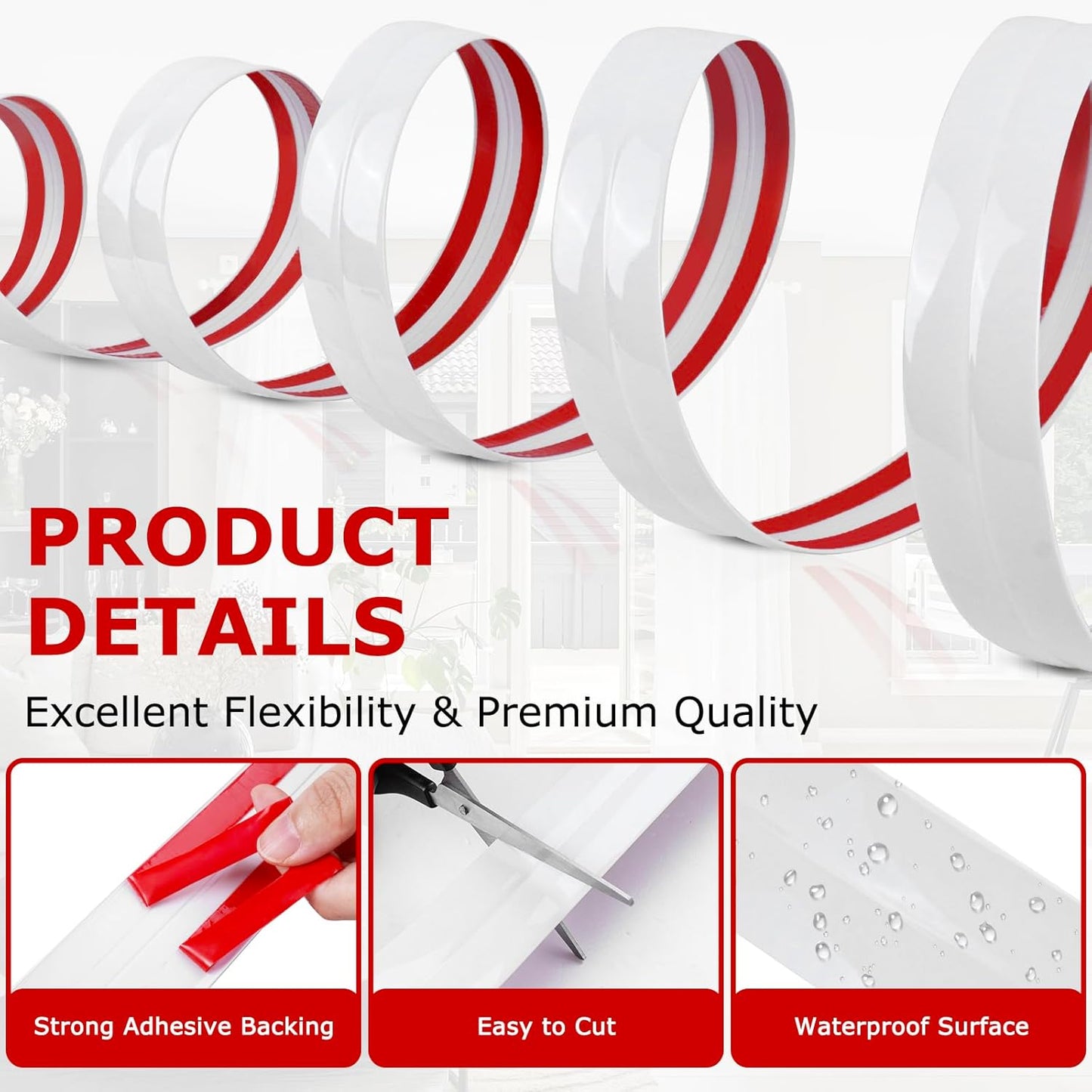 Flexible Wall Corner Protector Moulding Trim Peel and Stick Wall Corner Guards Edge Protector Self Adhesive Molding Trim Strip for Edge Ceiling (White, 2.4 in x 10 Ft)