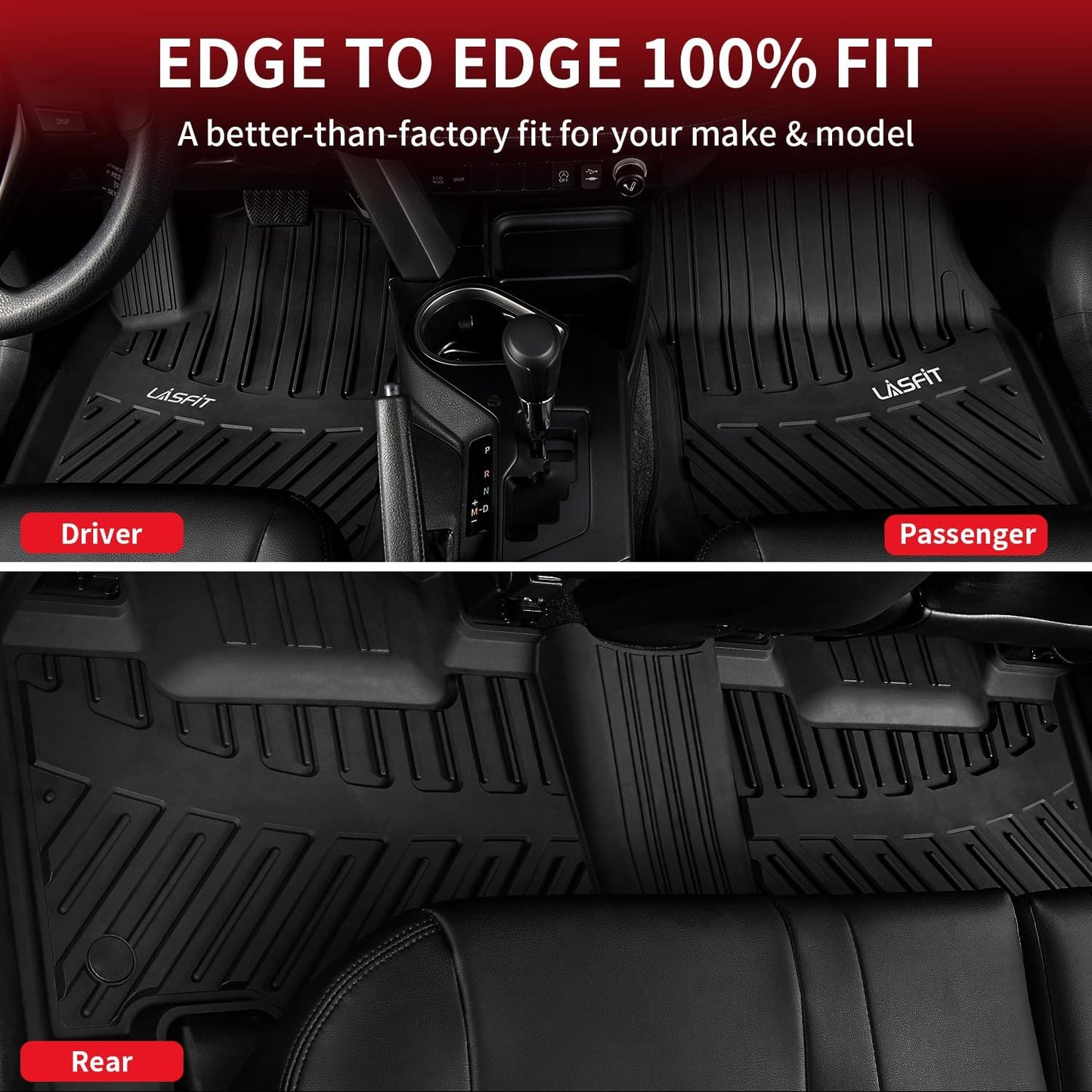 LASFIT Floor Mats for Toyota RAV4 2013-2018 (Not for Hybrid&Prime) All Weather Floor Liner for rav4 LE/XLE/SE/Limited TPE Custom Fit Mats for Toyota RAV 4 Car Mats Front&Rear 2 Row Mats,Black