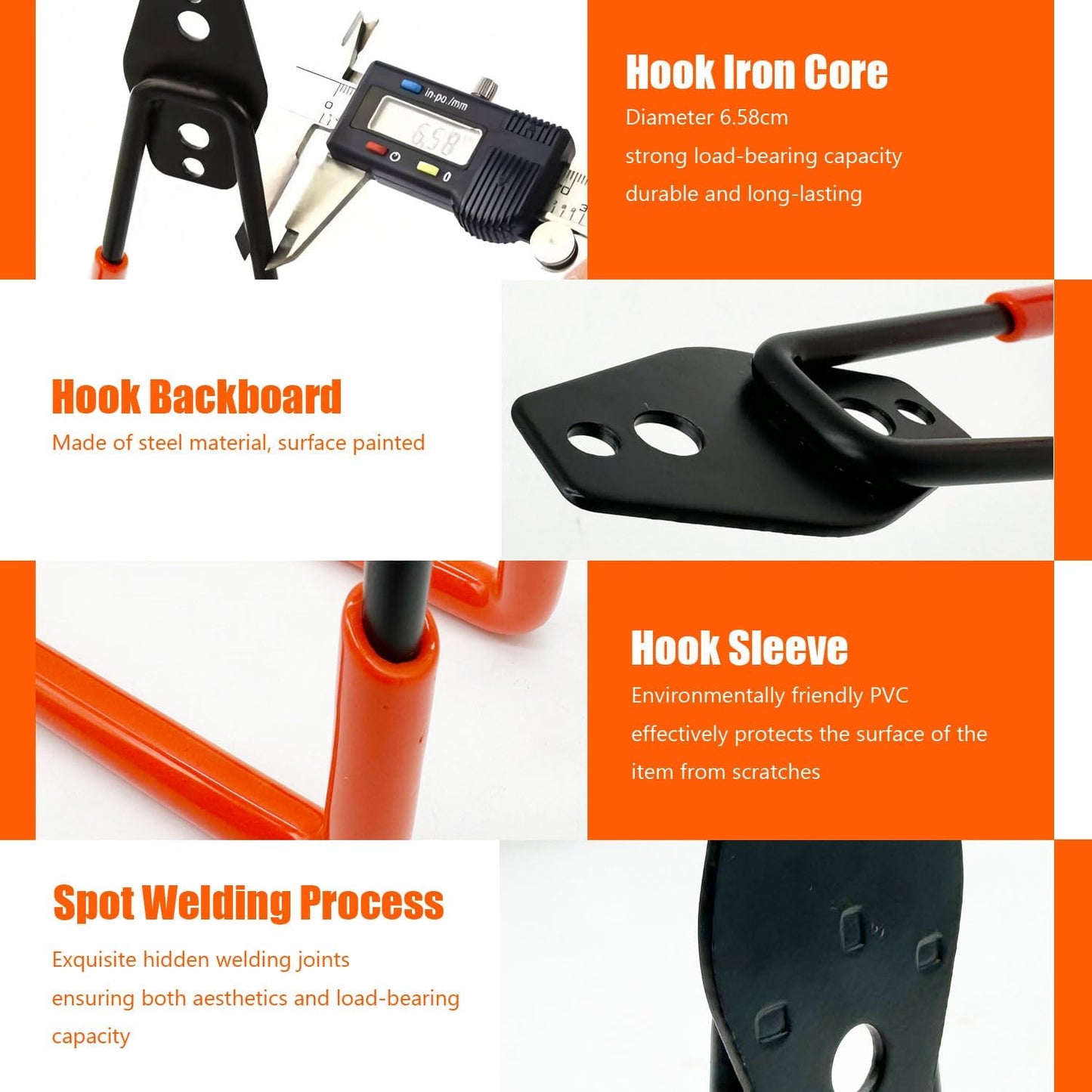 Heavy-Duty Garage Hooks -2 Pack Type medium J - Anti-Slip Coated Wall-Mounted Hooks Wall Mount Storage Organizer for Hanging Power and Garden Tools, Ladders, Hose, Bikes, Ropes, Bulk Items, and More