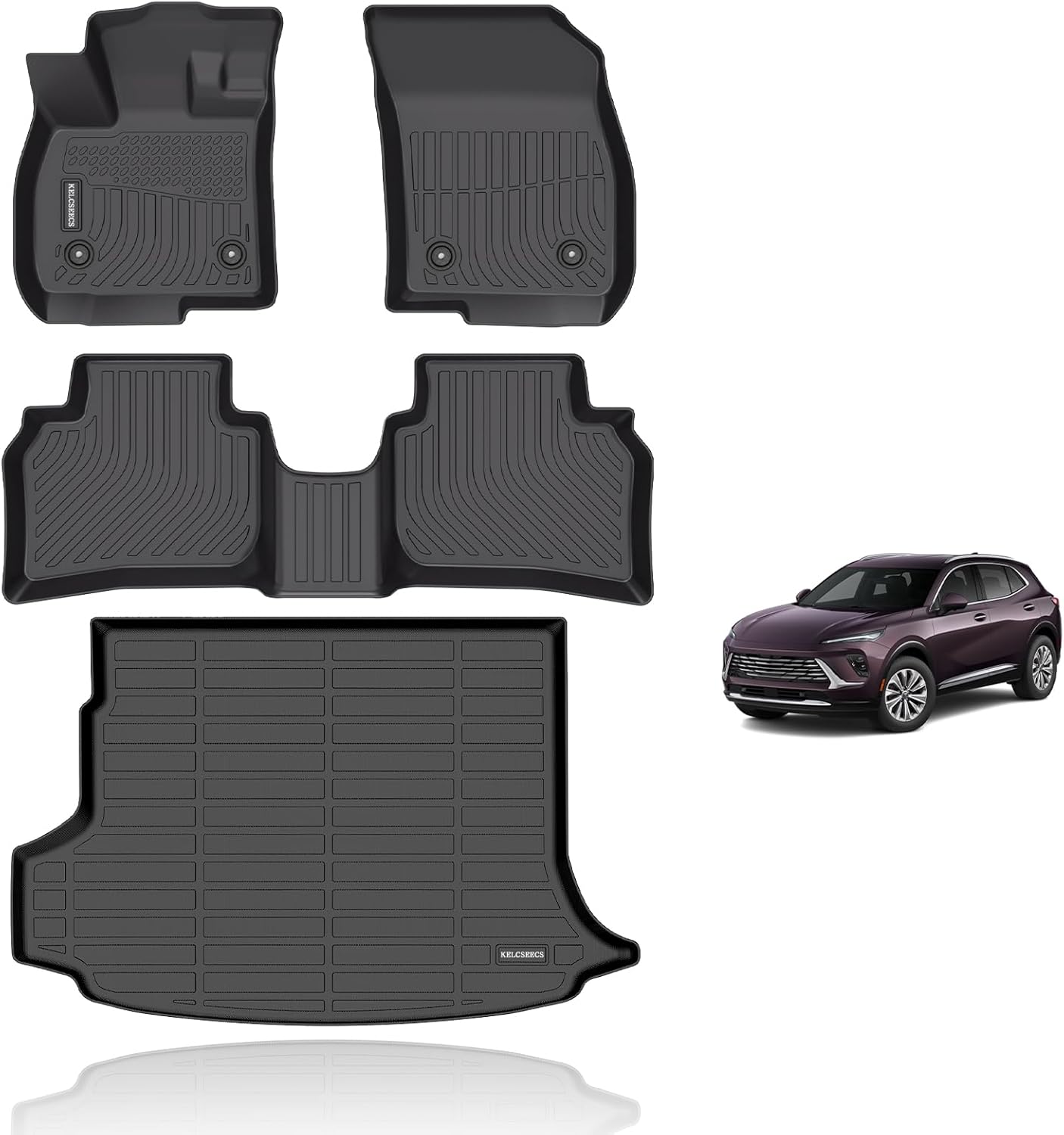 KELCSEECS® Floor Mats & Cargo Liner Custom for Buick Envision 2021-2026 All Weather Protection TPE Floor Liners Front & Rear Row Full Set Envision Accessories Black