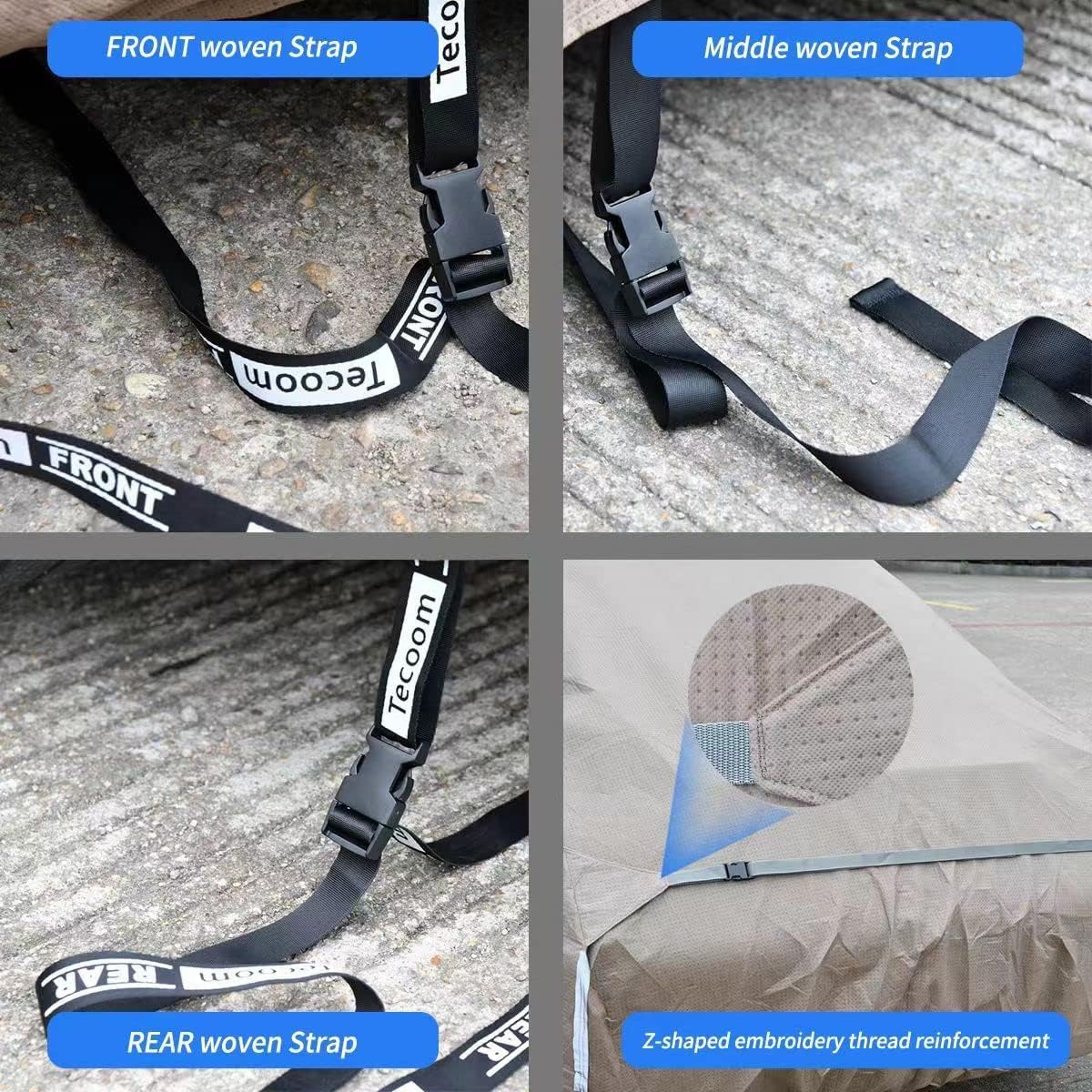 Tecoom Car Cover Waterproof All Weather Thick Shell Non-Woven Outdoor Full Cover with Invisible Zippered Mirror Pockets Rain Sun Wind Hail Protection Car Covers Universal Fit Bmwz4 (167-172 Inches)