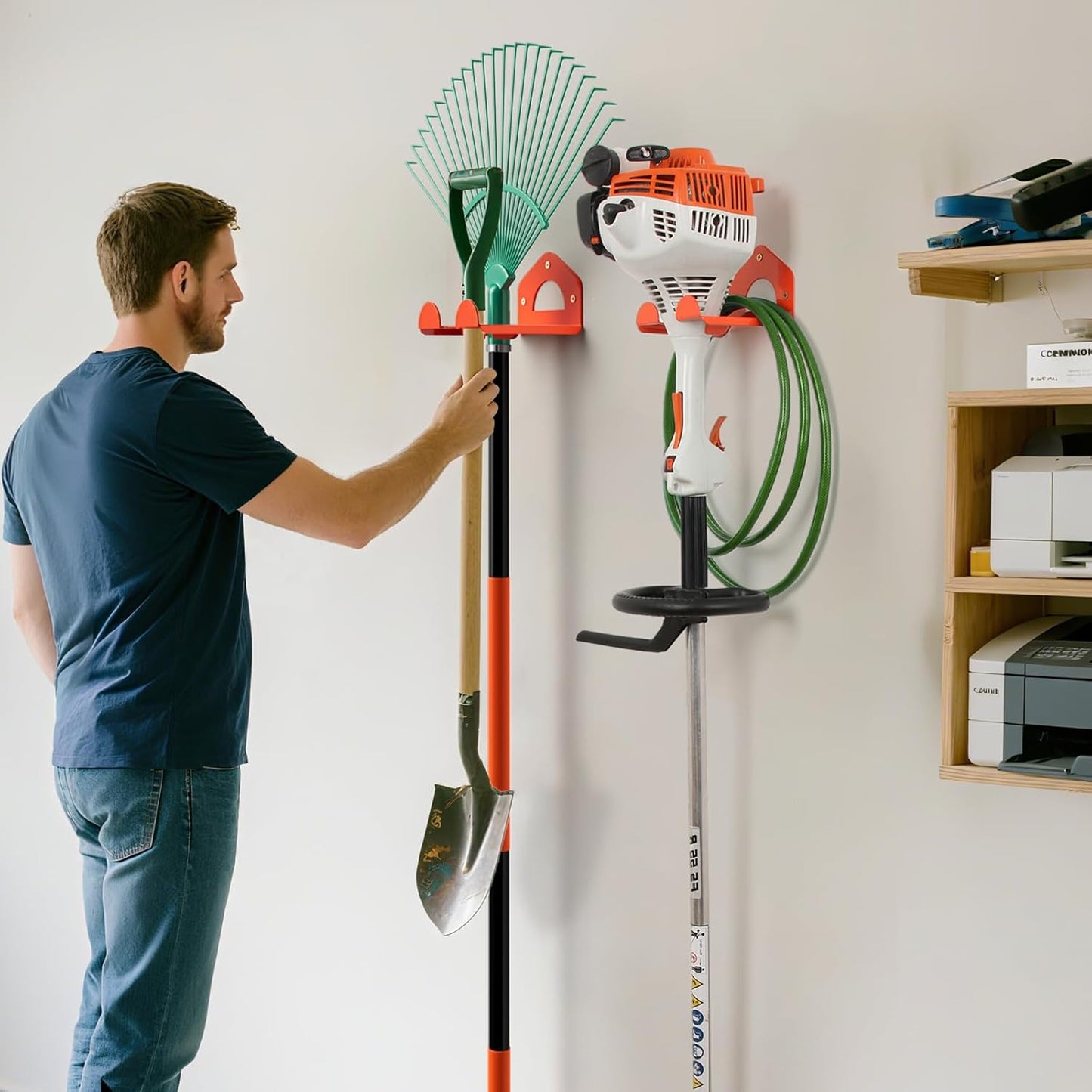 Weed Eater Hanger, Heavy Duty Weedeater Rack Wall Mount, Garage Organization Trimmer Rack for Hedge Trimmer, Garden Tools, Garage, 1 Pack