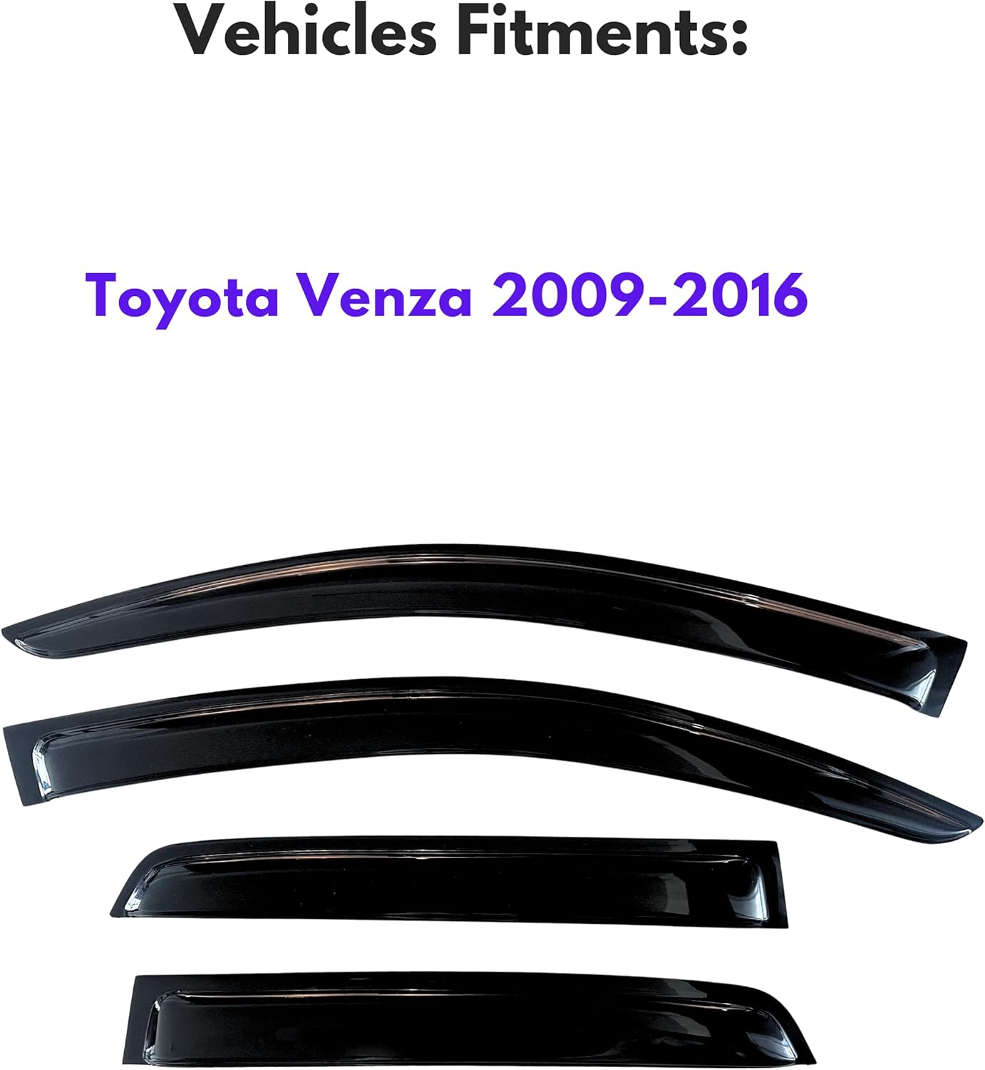 KPY Window Visor Compatible with Toyota Venza 2009-2016, 4PC Rain Guard Side Window Vent Deflectors Tape-On Style, 2009 2010 2011 2012 2013 2014 2015 2016