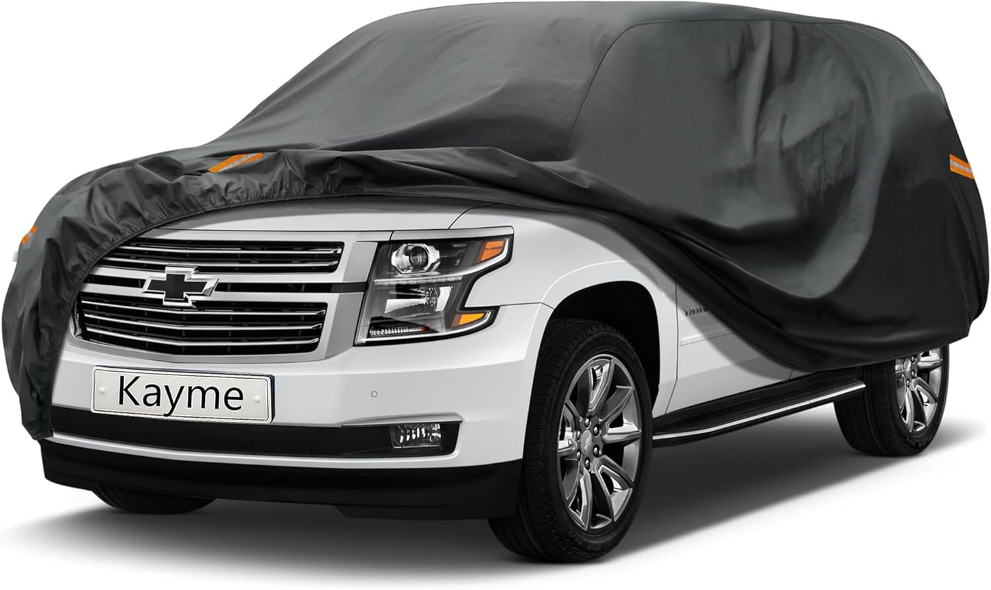 Kayme 7 Layers SUV Car Cover Custom Fit for Chevrolet Chevy Tahoe (2007-2025) Waterproof All Weather for Automobiles, Outdoor Full Cover Rain Sun UV Protection.