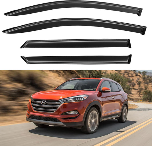 Window Visors Rain Guards for 2016 2017 2018 2019 2020 2021 Hyundai Tucson, Out-Channel Window Vent Wind Deflectors Visors Shades for 16 17 18 19 20 21 Tucson