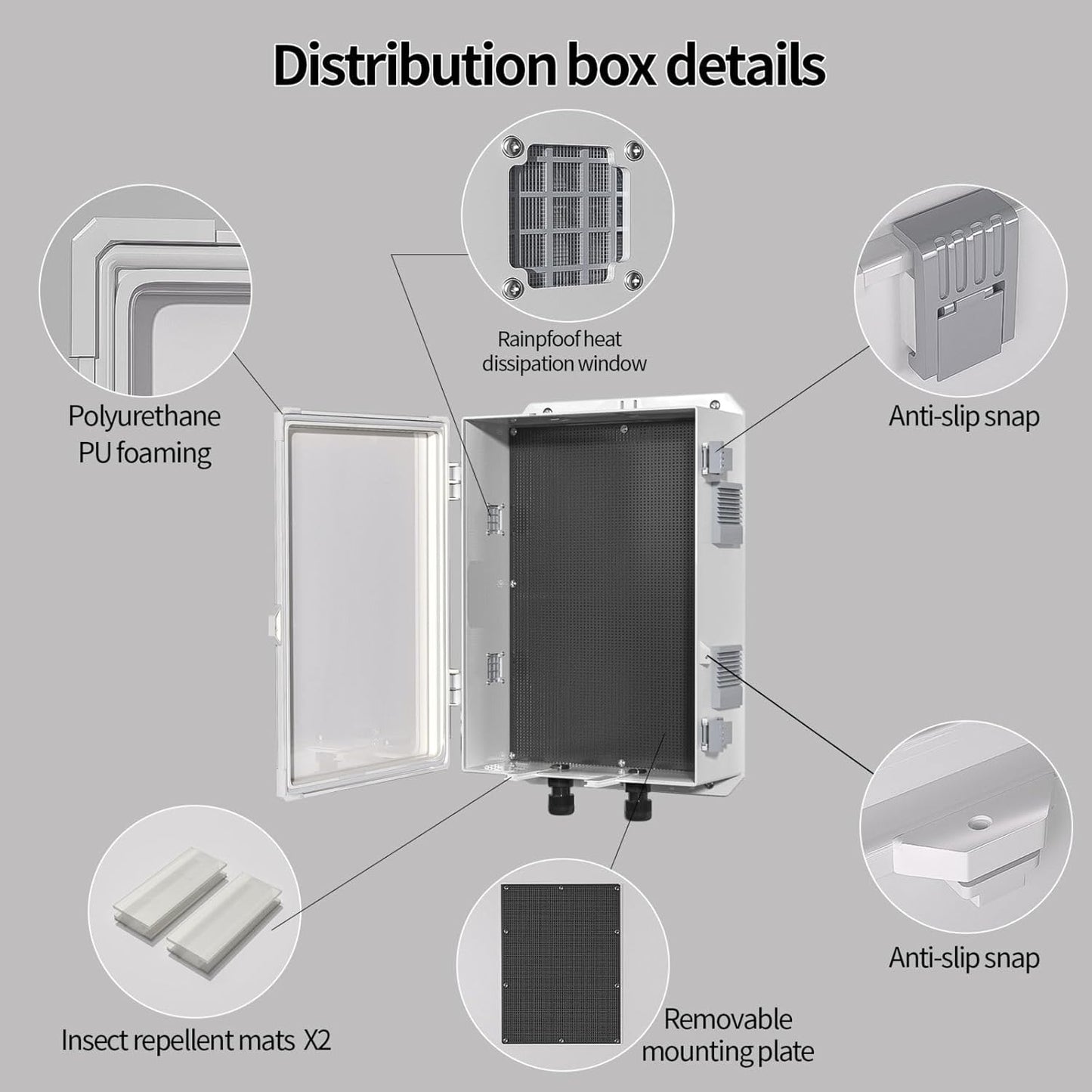 Outdoor Electrical Junction Box, ABS Water Resistant Enclosure with Internal Mounting Panel & Hinged Cover, 15.7" H* 11" L* 5.9" W