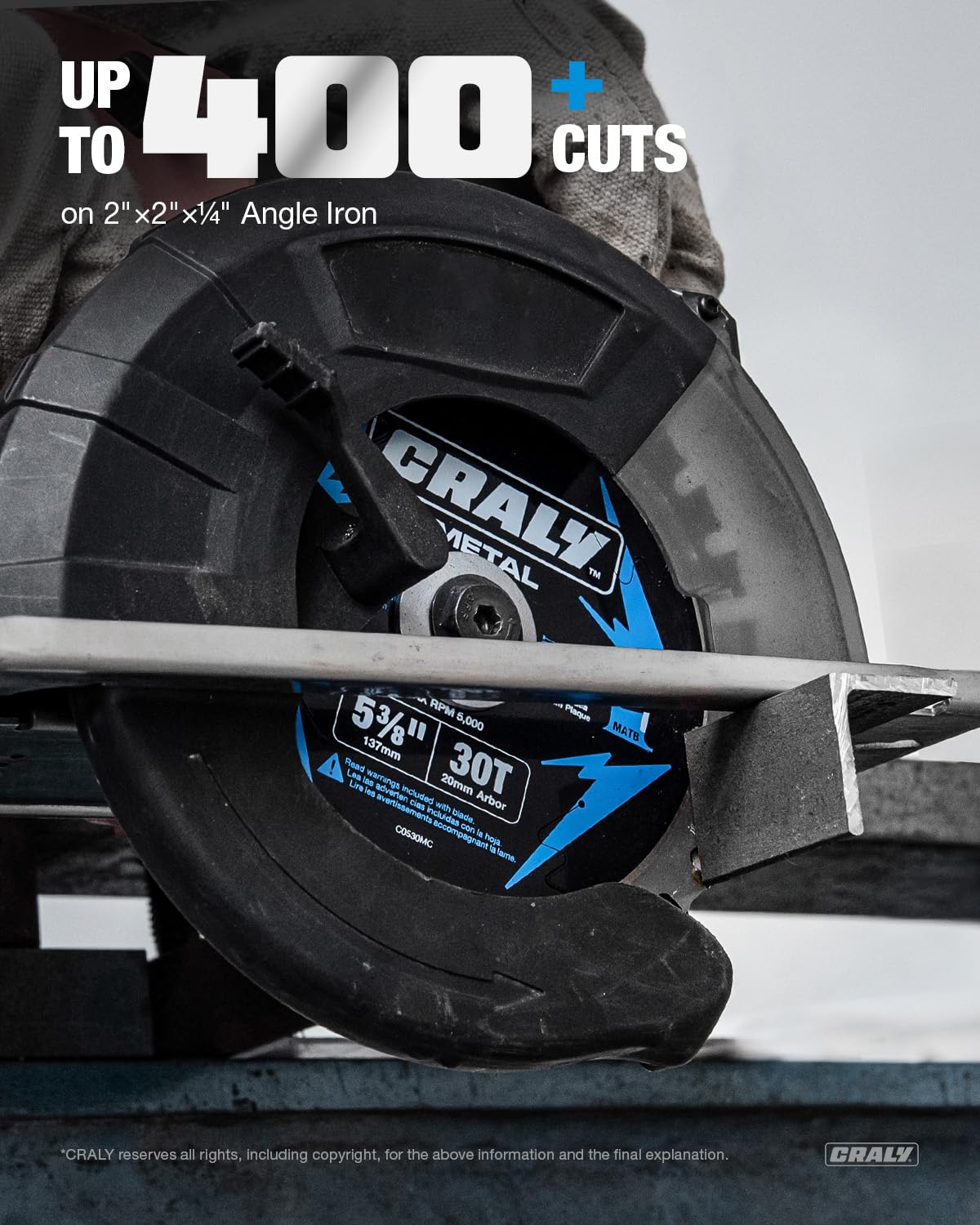 CRALY 5-3/8 Inch 30 Teeth Steel and Ferrous Metal Cutting Circular Saw Blade, 20 mm Arbor, Thin Kerf, Professional Carbide Tipped Blade for Angle Iron, Threaded Rod, EMT Conduit(C0530MC)