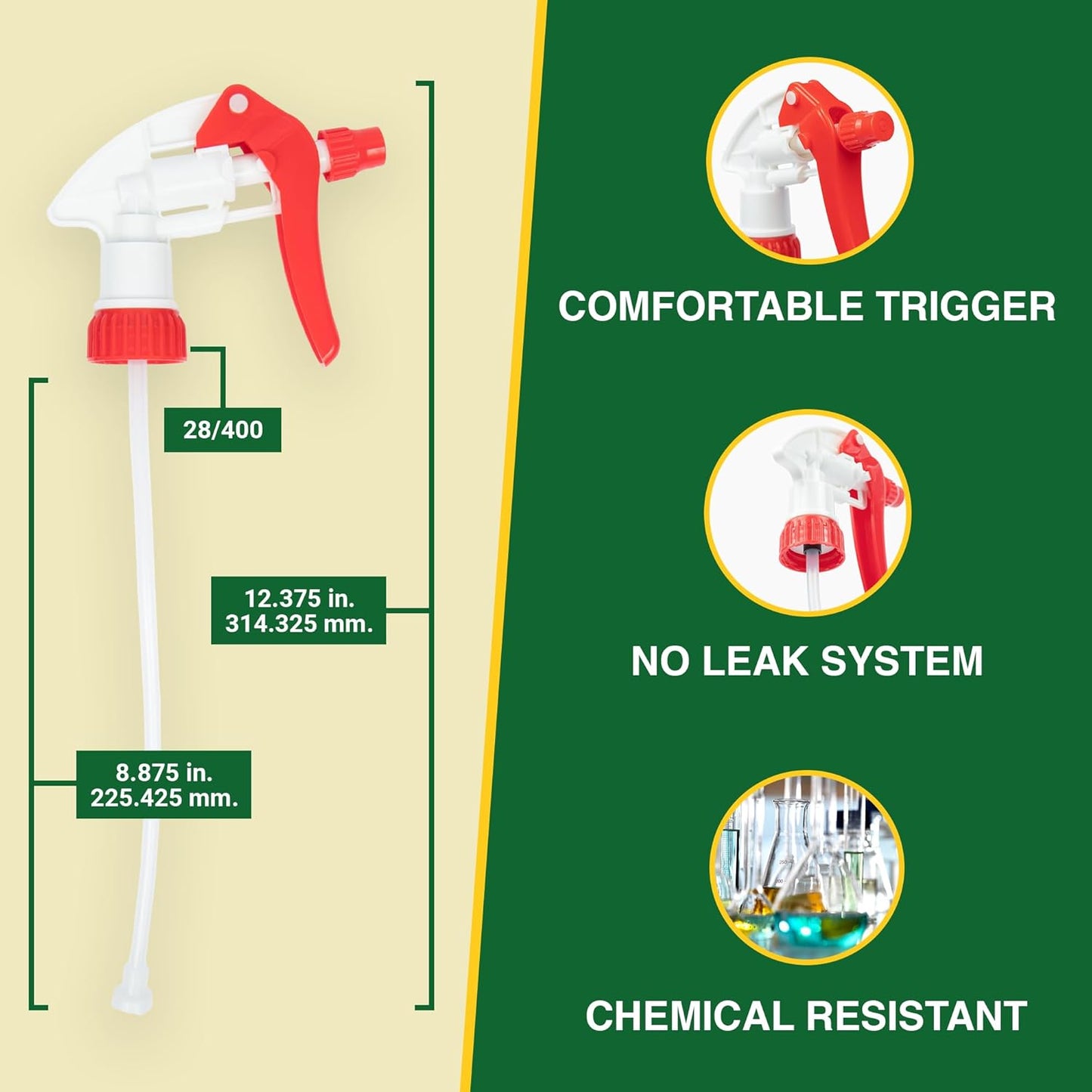 Spray Bottle Nozzle Replacement, Bottle Tops Only - Sprayer Nozzle Triggers for Heavy Duty, Commercial, Home Cleaning Solutions - Fits 8,16,24,32 oz Plastic & Glass Bottles, Red 13 pack