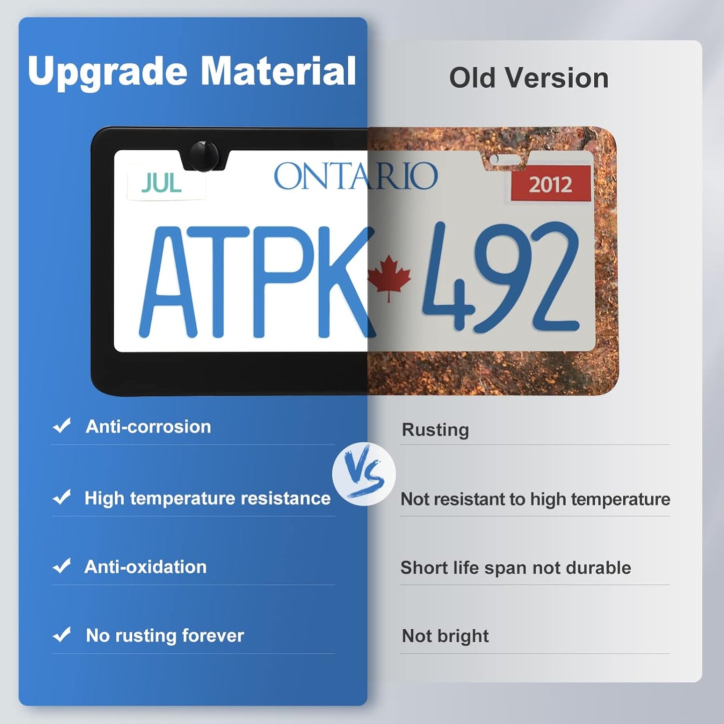 2 Pack License Plate Frames, Stainless Steel Car License Plate Cover Car Accessories with Screw Caps (Black)