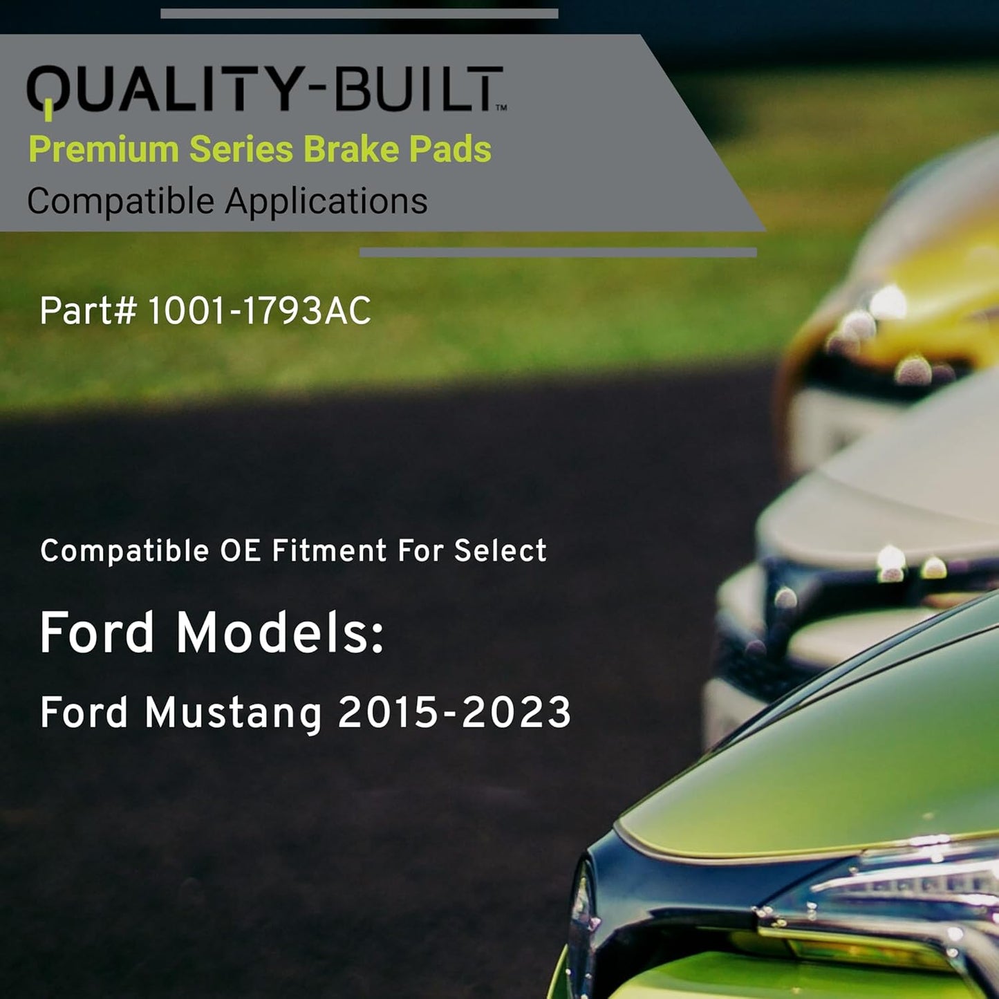 Premium Ceramic Rear Brake Pads (1001-1793AC) Compatible with Ford Mustang 2015-2023